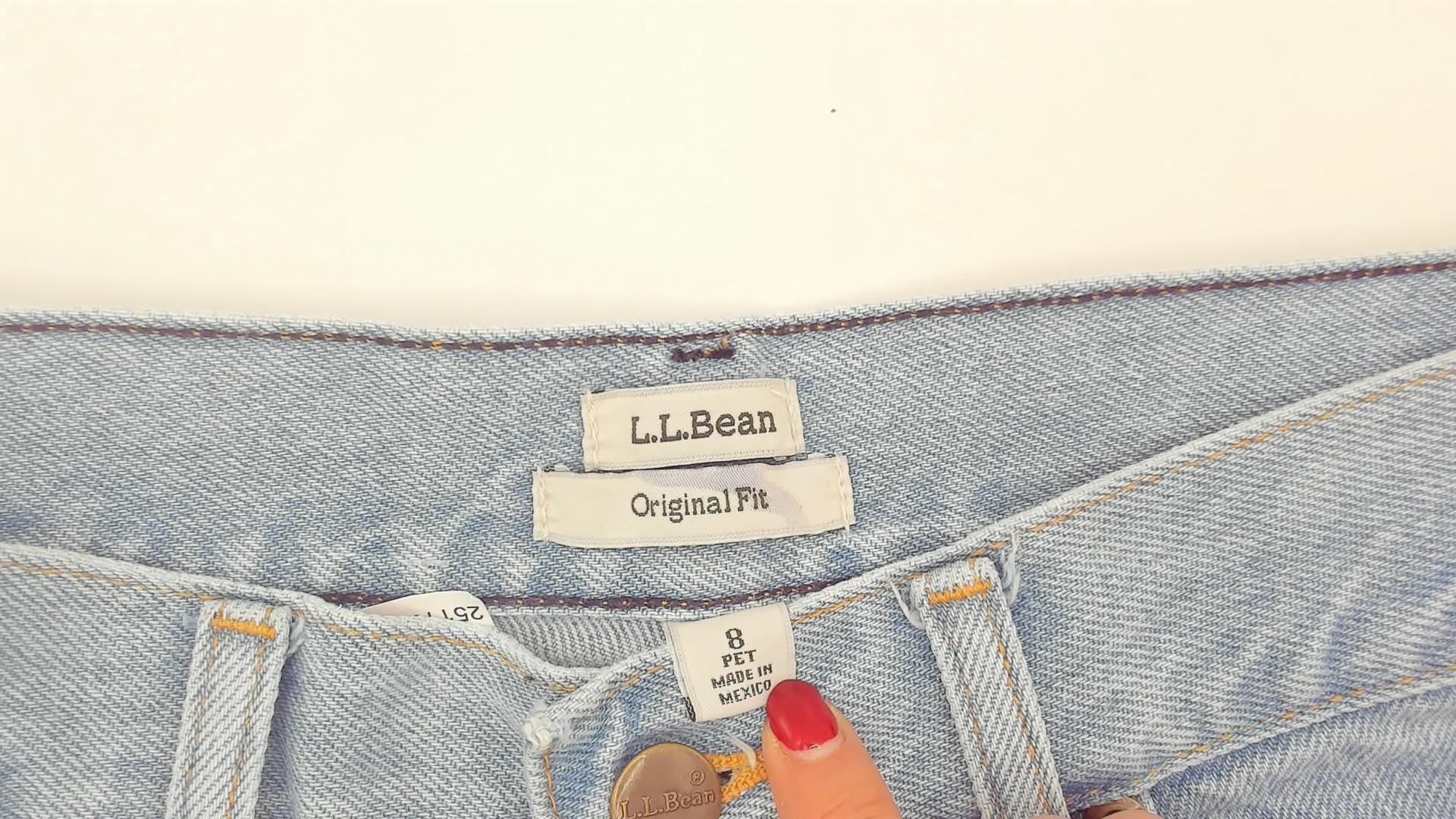LL Bean Light Wash Denim Cutoff Shorts High Waist Bermuda Blue Medium M