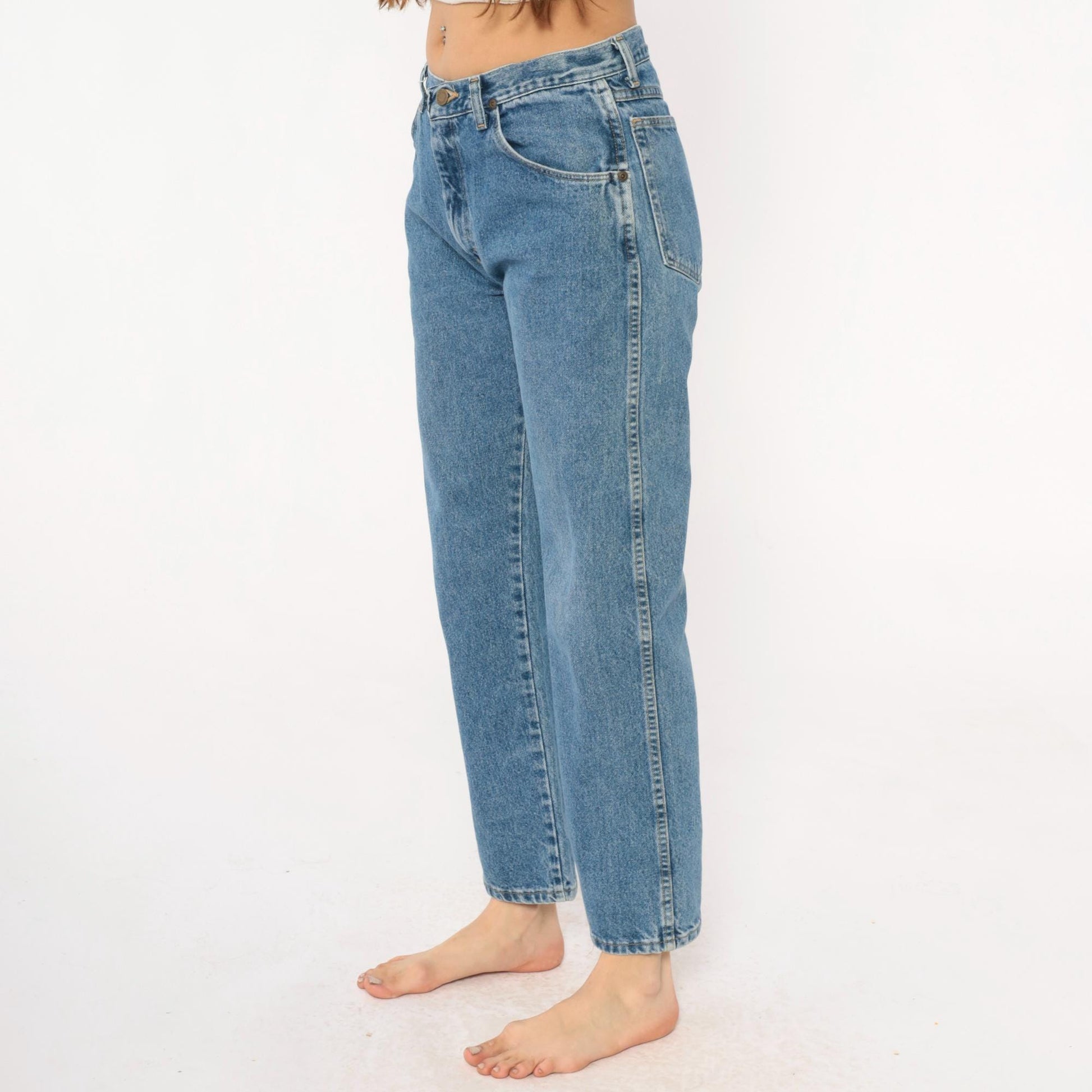 90s Wrangler High-Rise Straight Leg Jeans Medium Blue Denim 32W 30L
