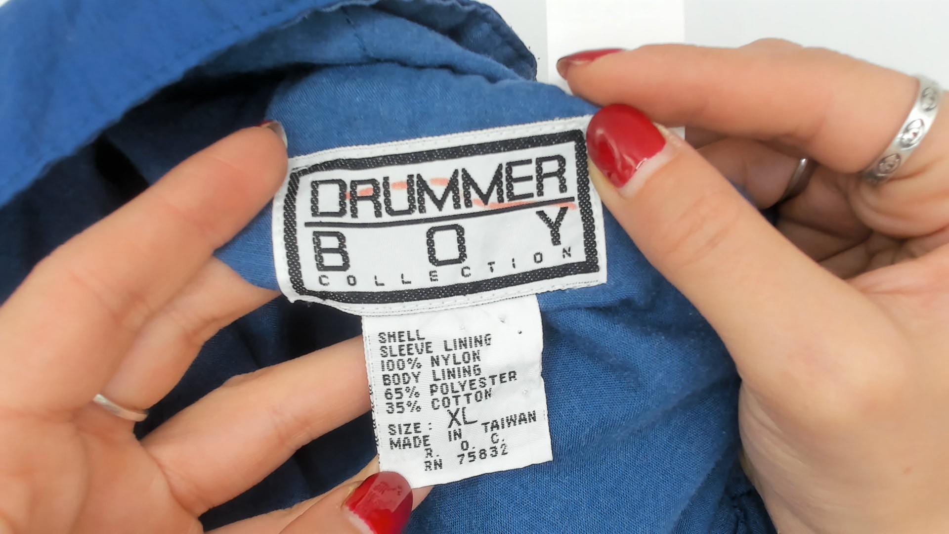 90s Drummer Boy Collection Blue Nylon Anorak Pullover Windbreaker Extra Large XL
