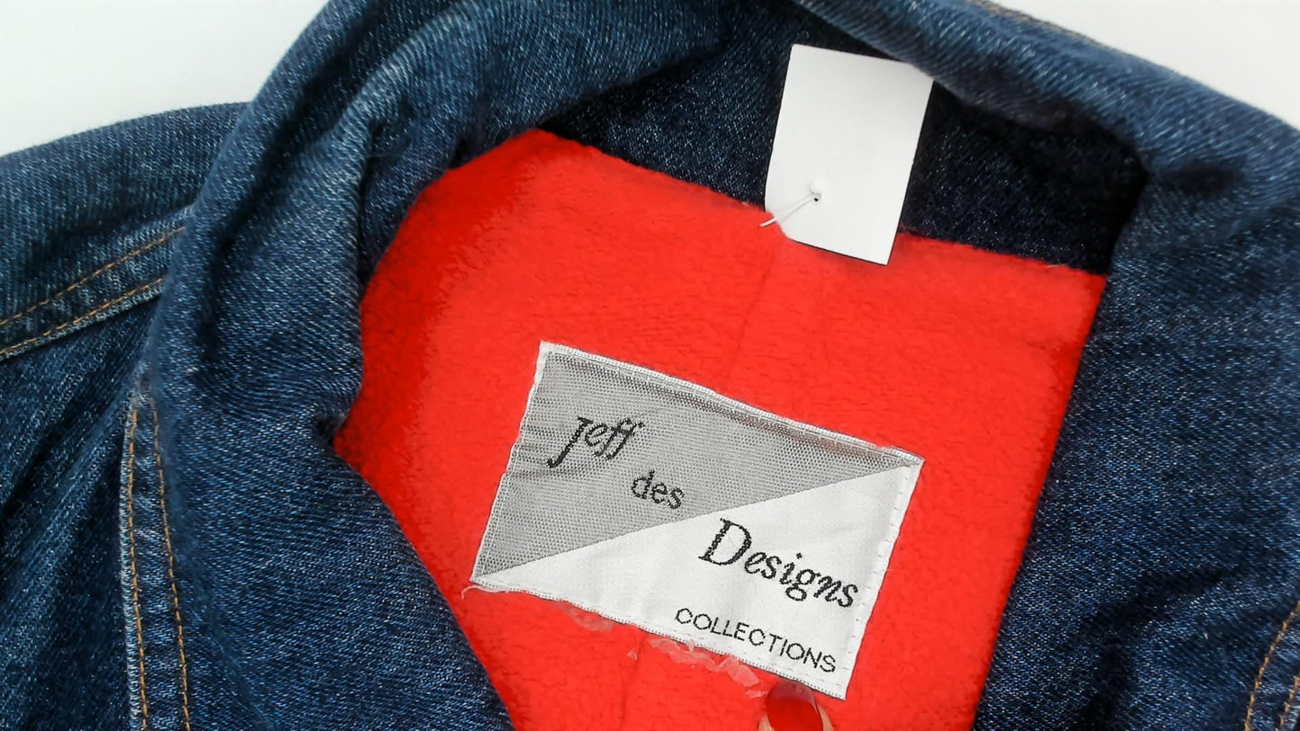 80s Jeff des Designs Dark Wash Denim Jacket Flannel Lined Western Yoke Small