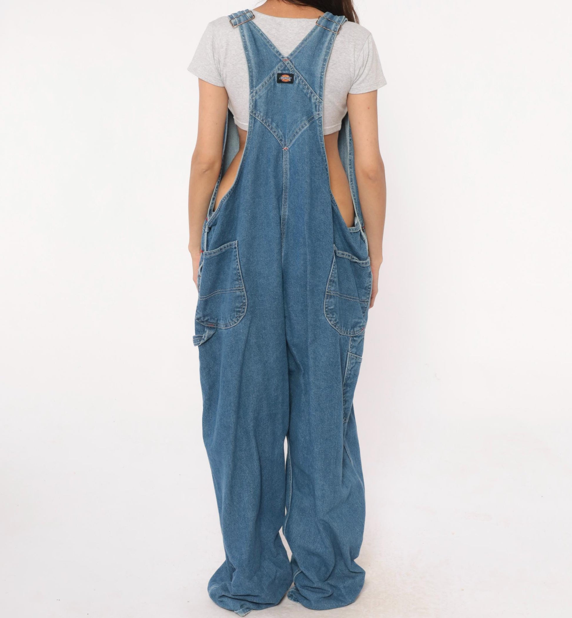 90s Dickies Denim Overalls Blue Baggy Workwear Carpenter Bib XL