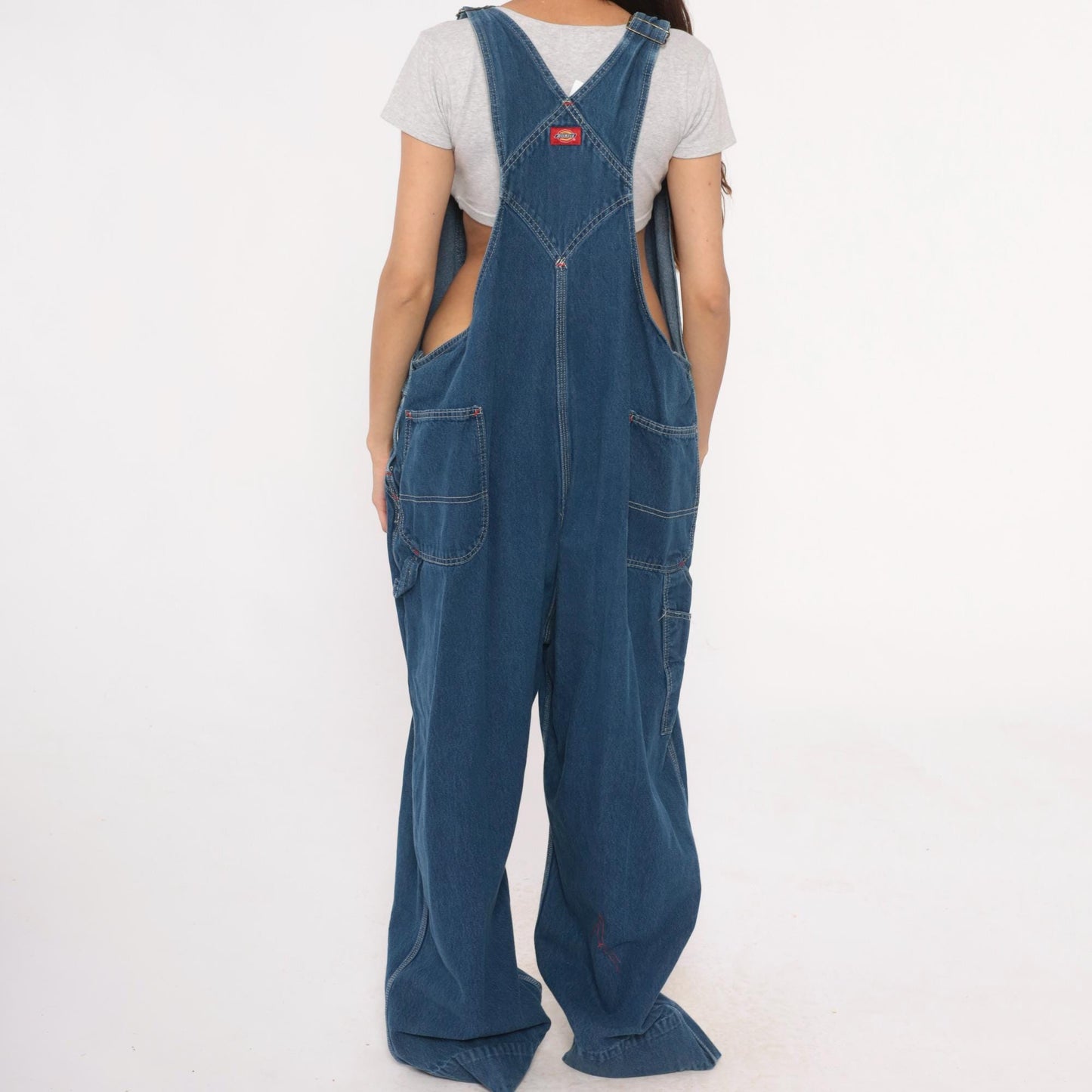 Y2K Dickies Blue Denim Overalls Carpenter Workwear Cotton Medium