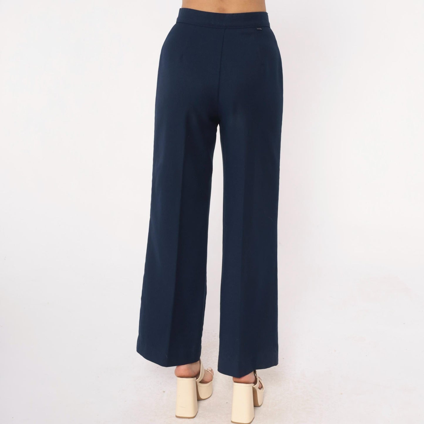 70s Levi Strauss High-Waisted Wide-Leg Navy Trousers Small