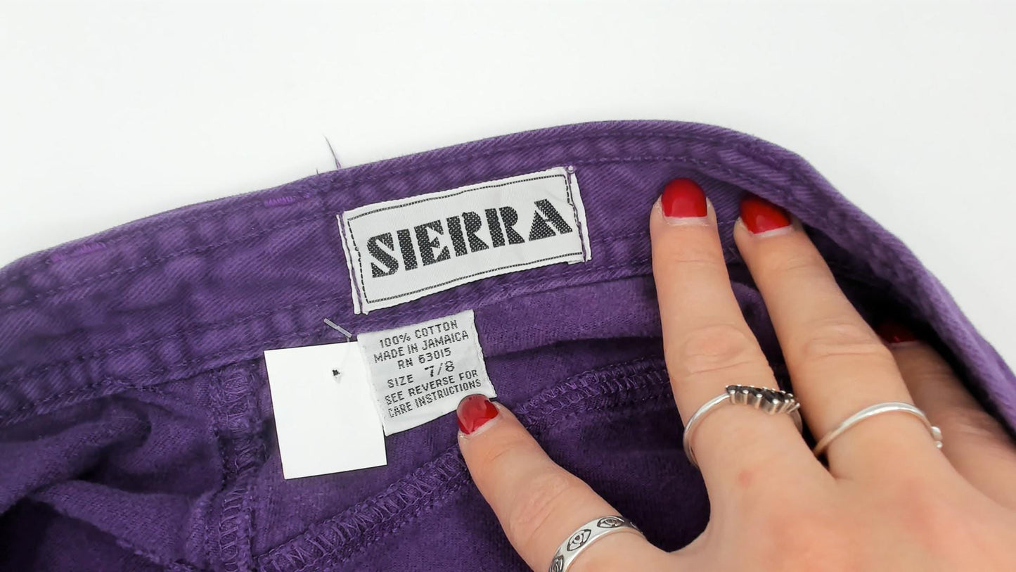90s Sierra Purple Pleated High-Waisted Trousers Cotton Tapered Ankle XS