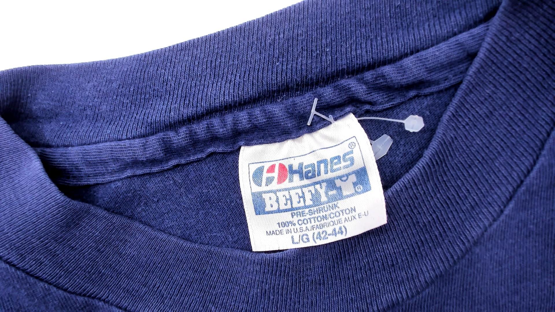 90s Hanes Beefy Russian Far East Navy Graphic Tee Map Unisex Large