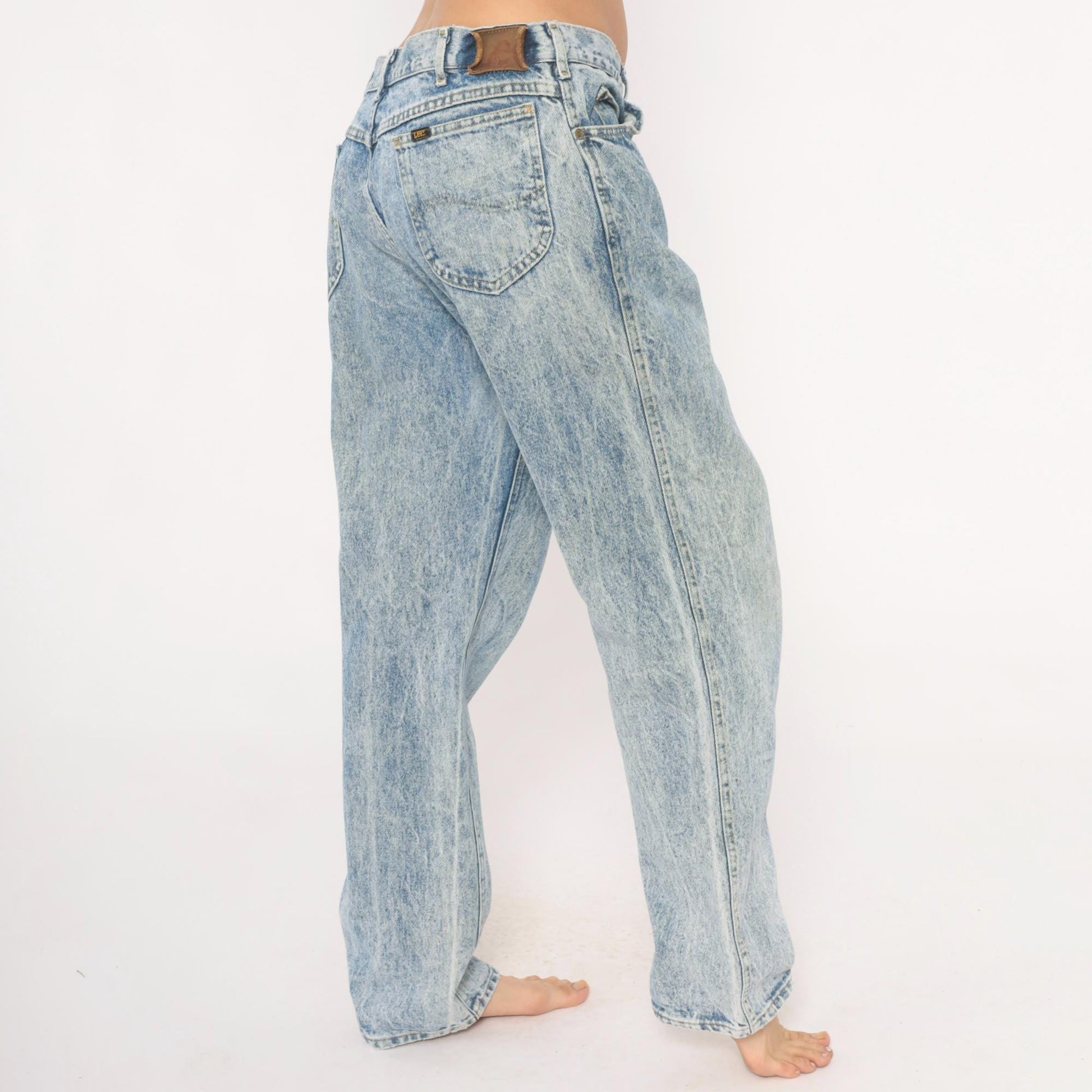 90s Lee Acid Wash Jeans Straight Leg Light Blue Stone Washed 38x32
