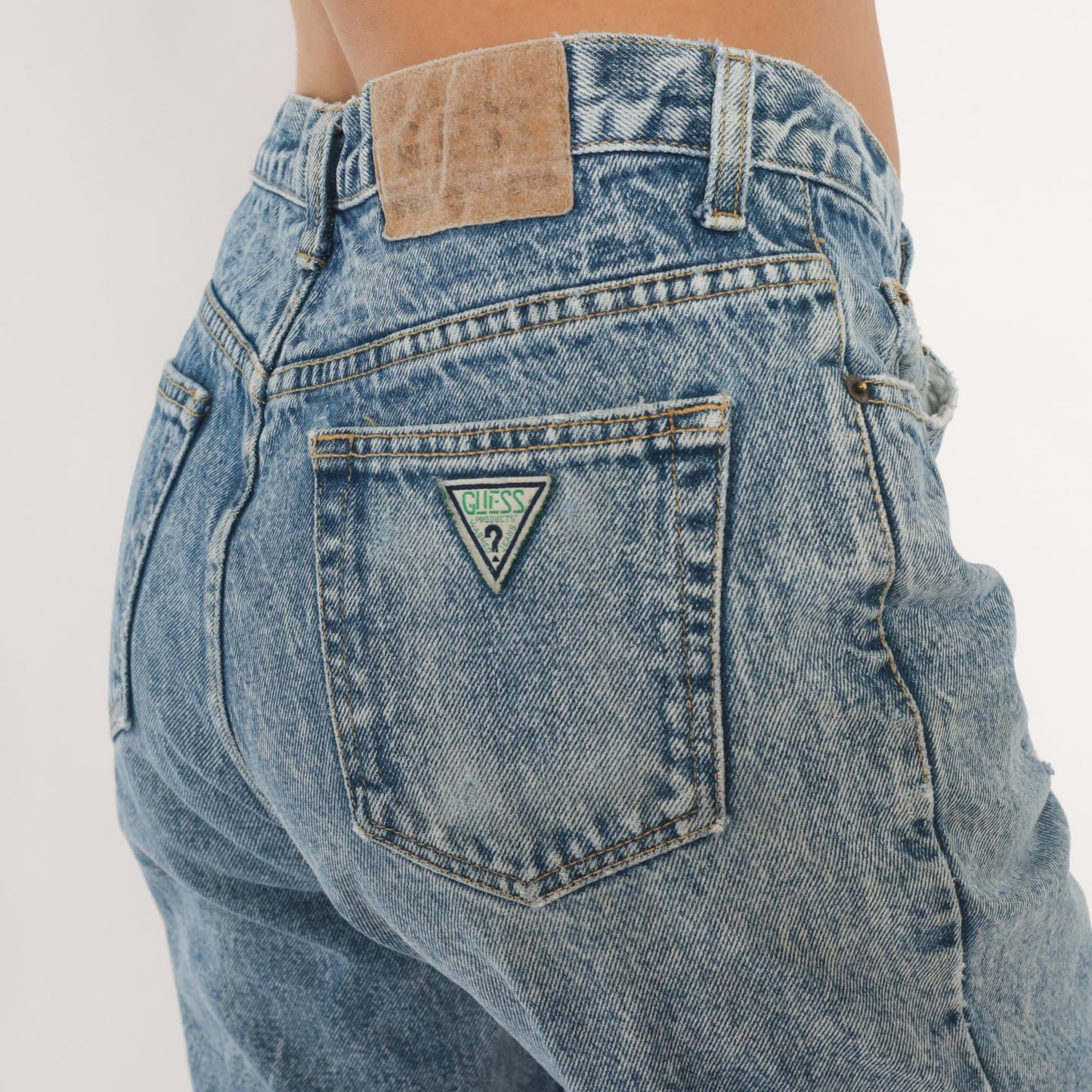 90s Georges Marciano Guess Acid Wash High Waisted Mom Jeans Blue 34