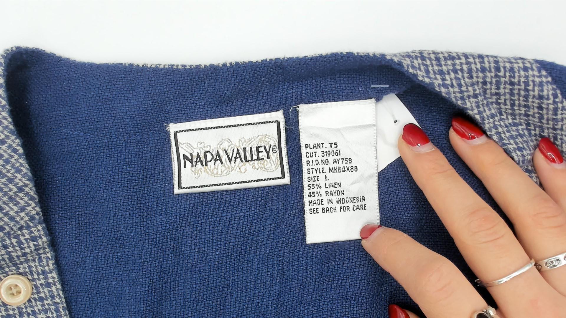 90s Napa Valley Floral Jumper Dress Blue Cream Linen Midi Large L