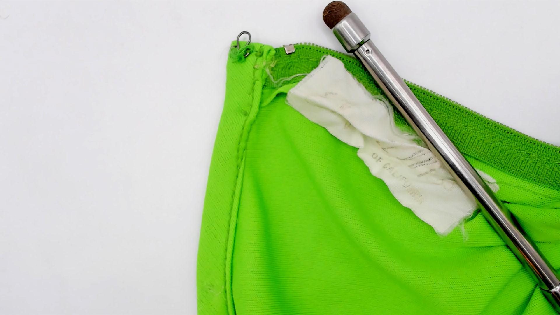 1970s Elegant Miss California Neon Green Mini Dress Long Sleeve A-Line Small S