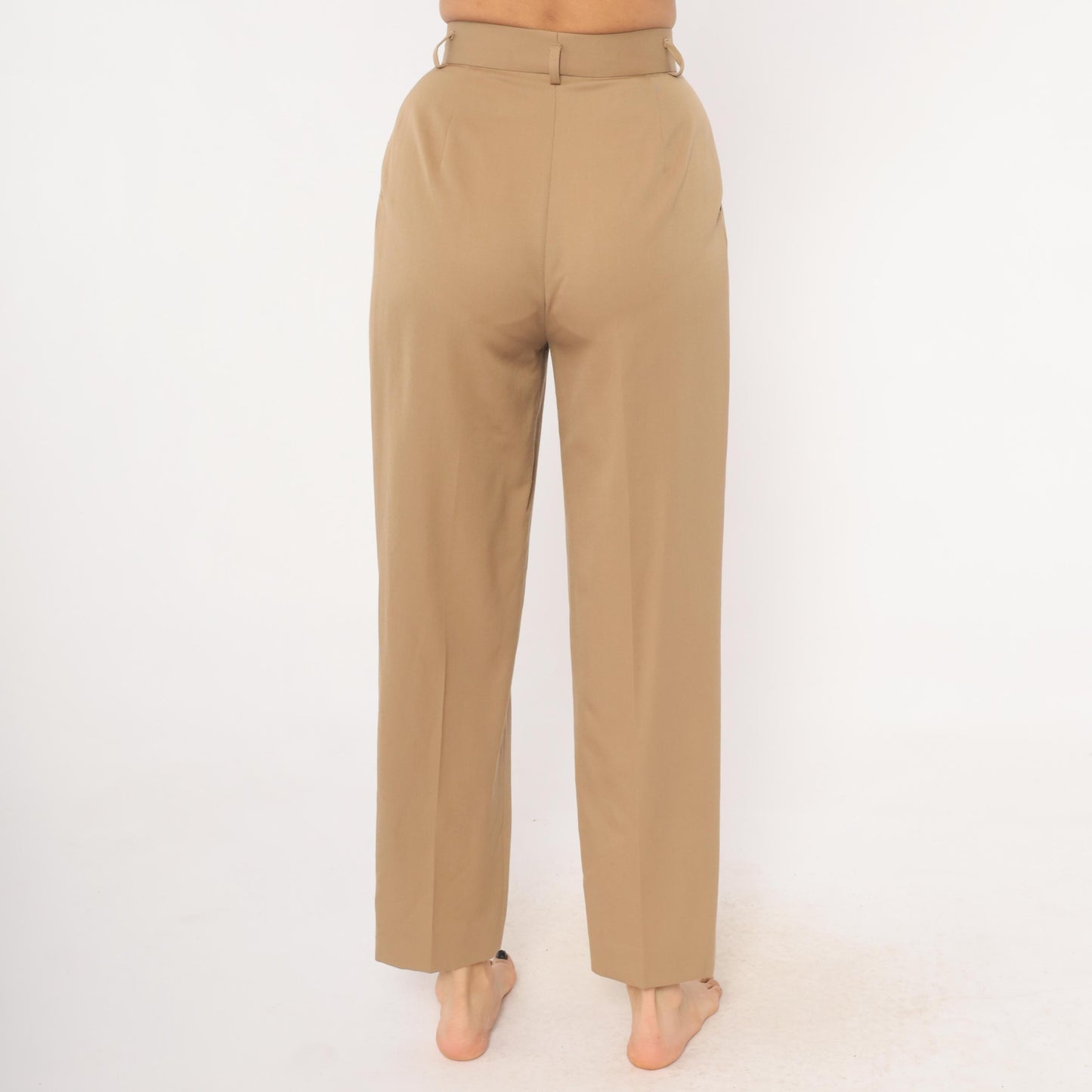 80s Classiques Entier Wool Trousers Tan Pleated High Waist Tapered Extra Small