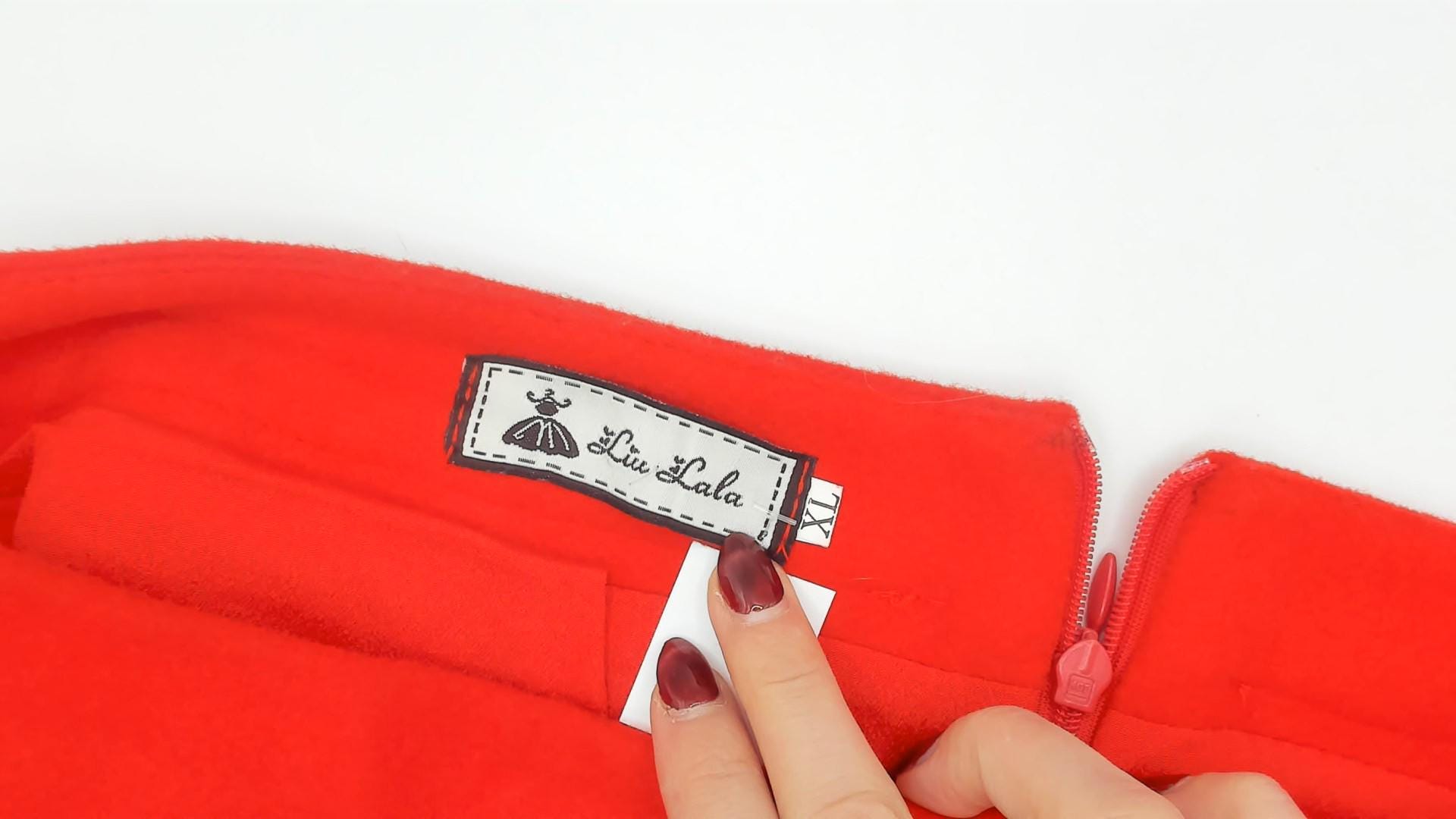 Y2K Red A-Line Mini Skirt Beaded Bow Waistband Large L