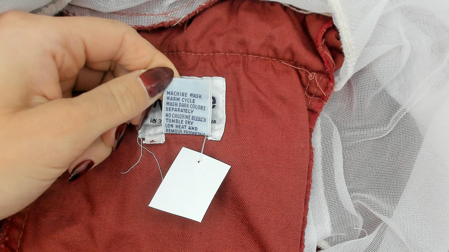80s Repage Burgundy Swim Trunks Drawstring Waist Cotton Contrast Piping Large L