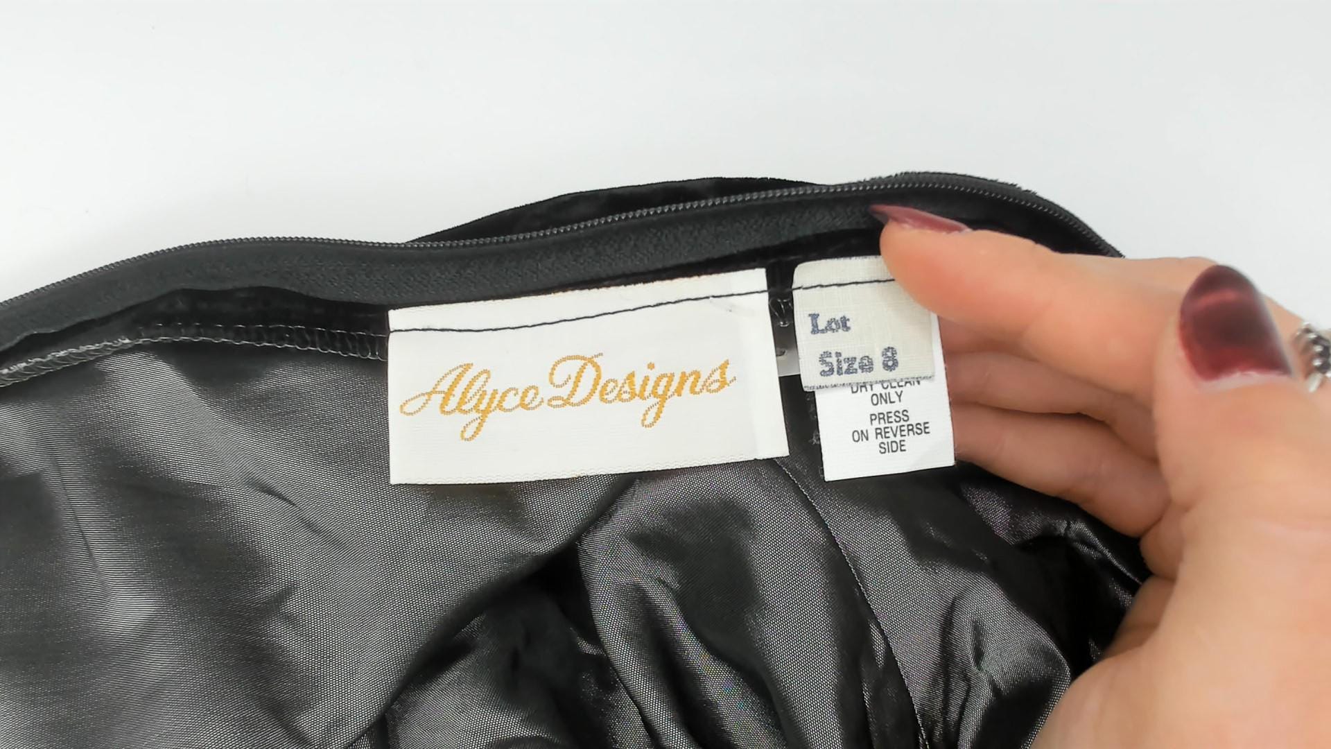 80s Alyce Designs One-Shoulder Velvet Gown Black Mermaid Hem Puff Sleeve Extra Small XS