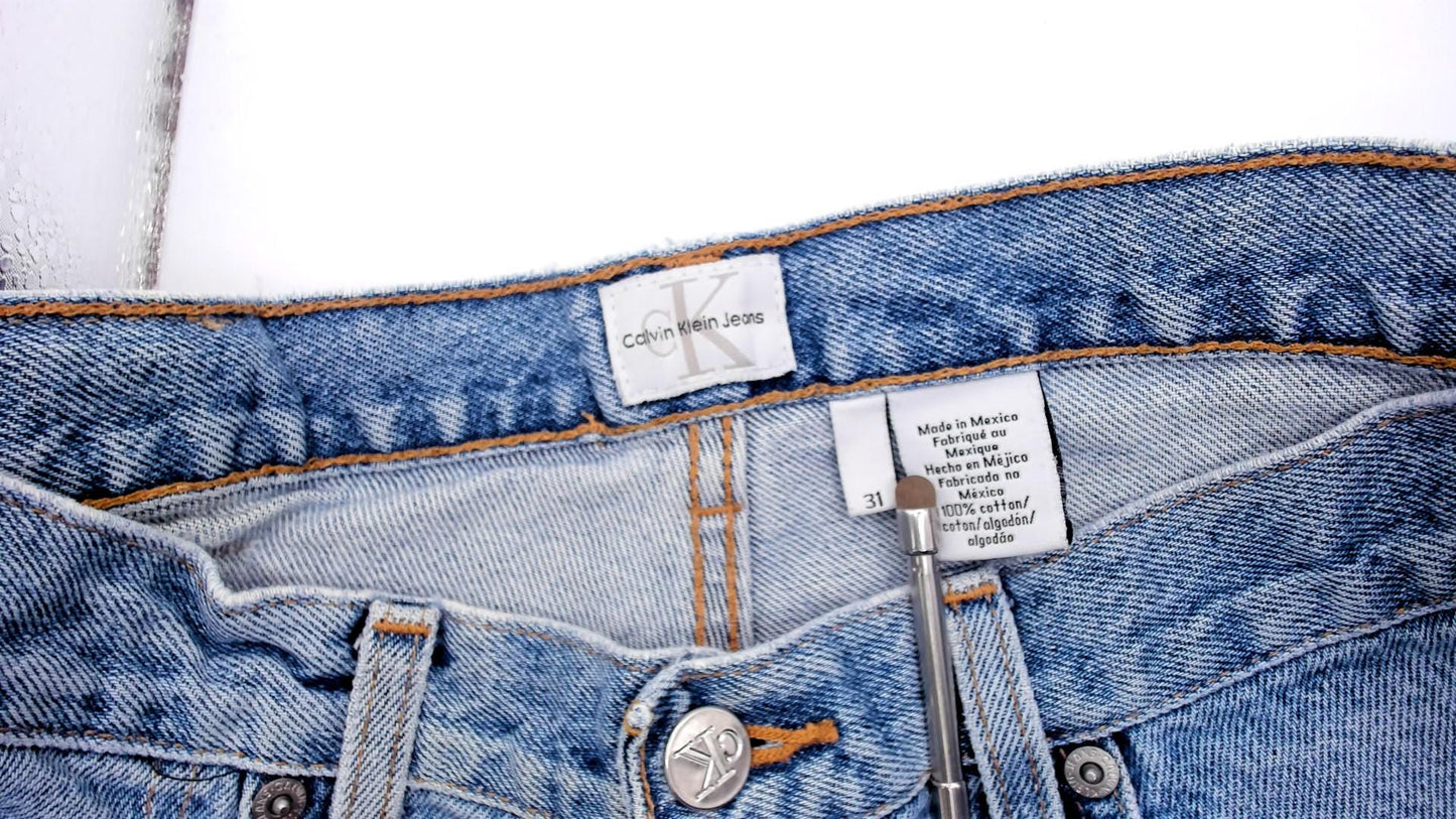 Calvin Klein Light Wash Straight Leg Jeans 00s Distressed Ankle Denim Medium