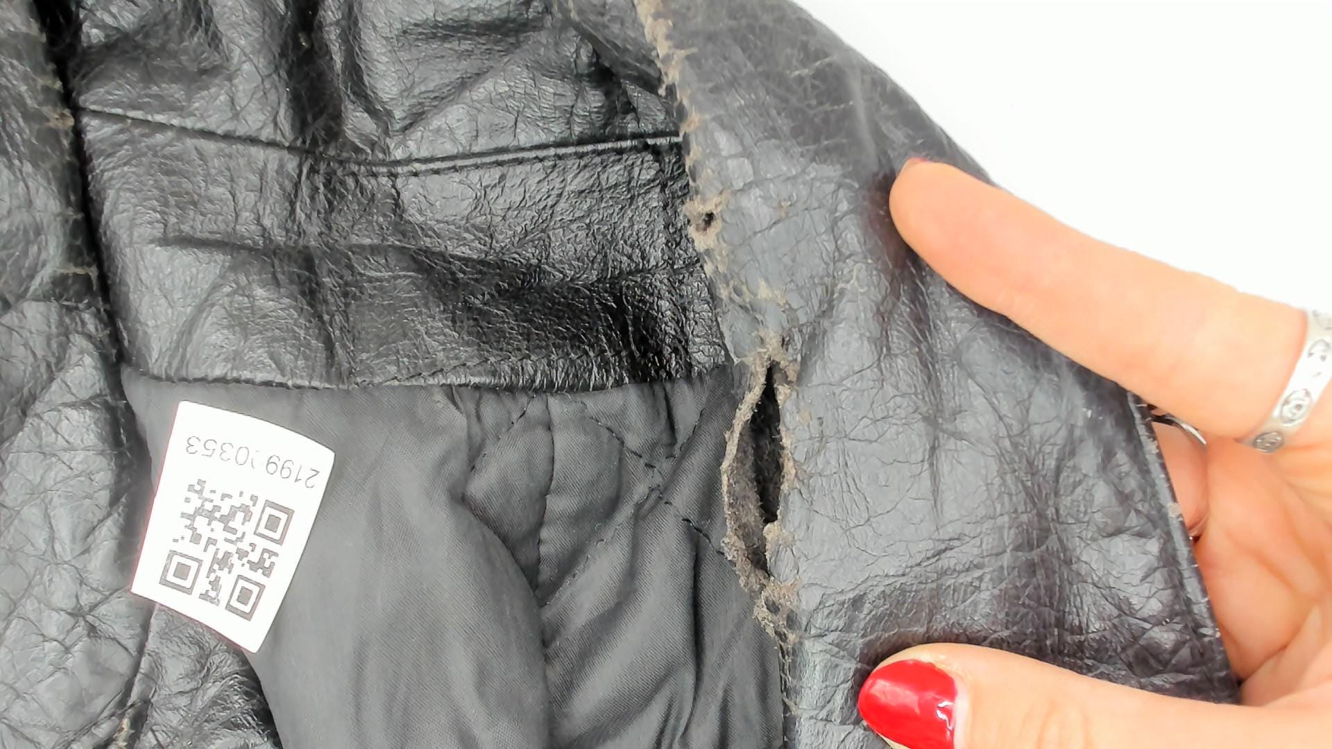 90s Black Leather Moto Jacket Asymmetrical Zip Biker Coat Medium M