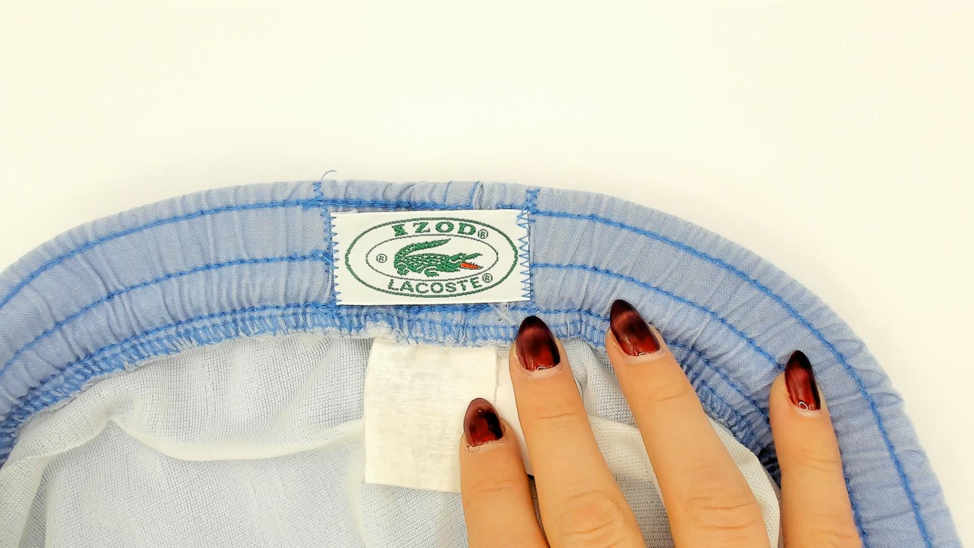 80s Izod Lacoste Light Blue Swim Trunks Crocodile Logo Men's Small