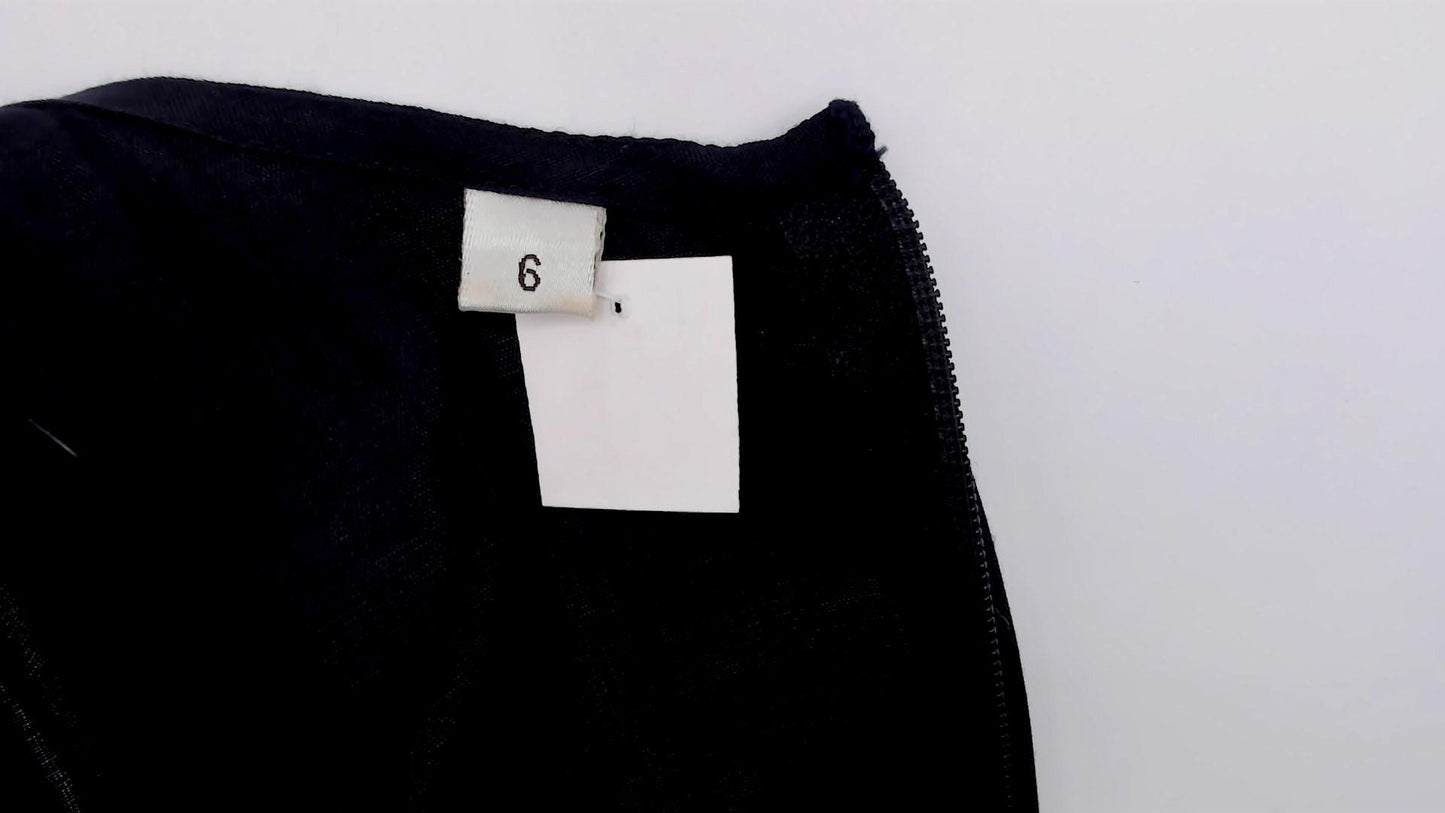 90s Black Satin Bodice Midi Dress Sleeveless Scoop Neck Flared Skirt Small