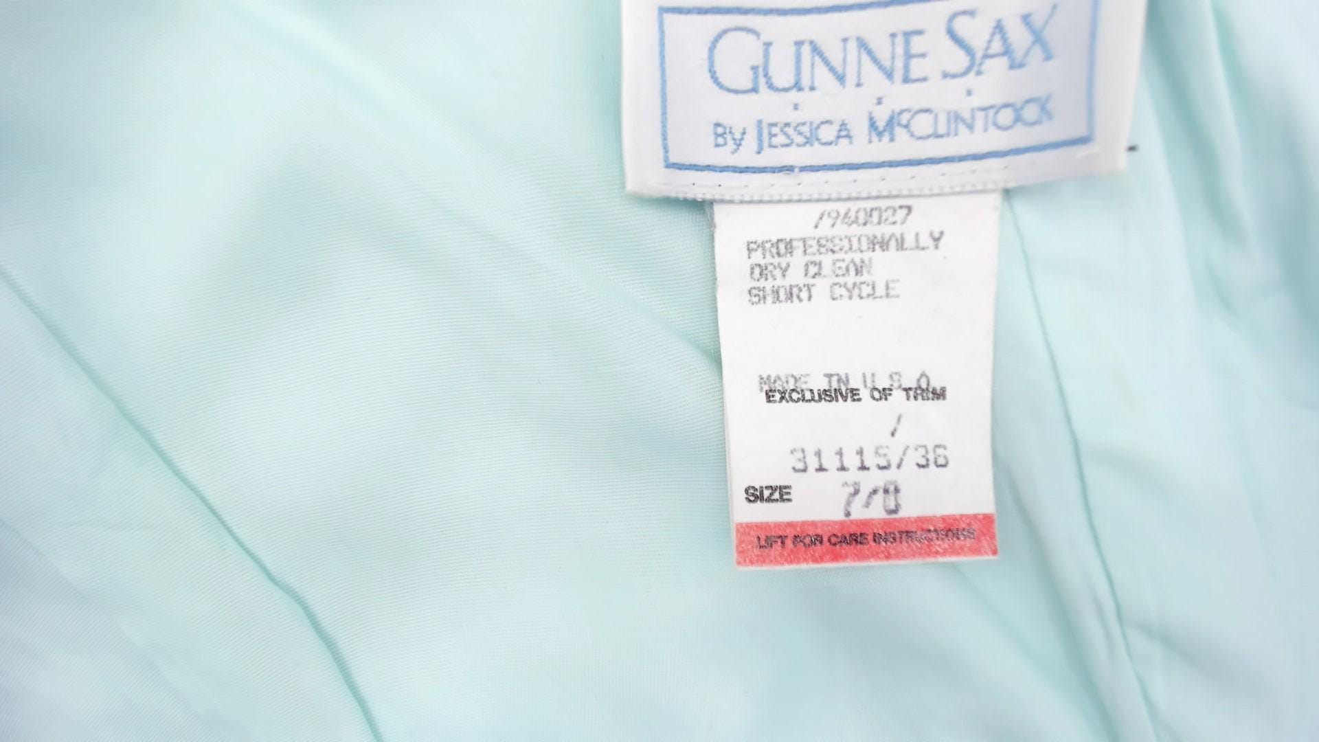 Gunne Sax 80s Mint Strapless Dress Sequin Lace Sweetheart Neckline Knee Length Extra Small XS