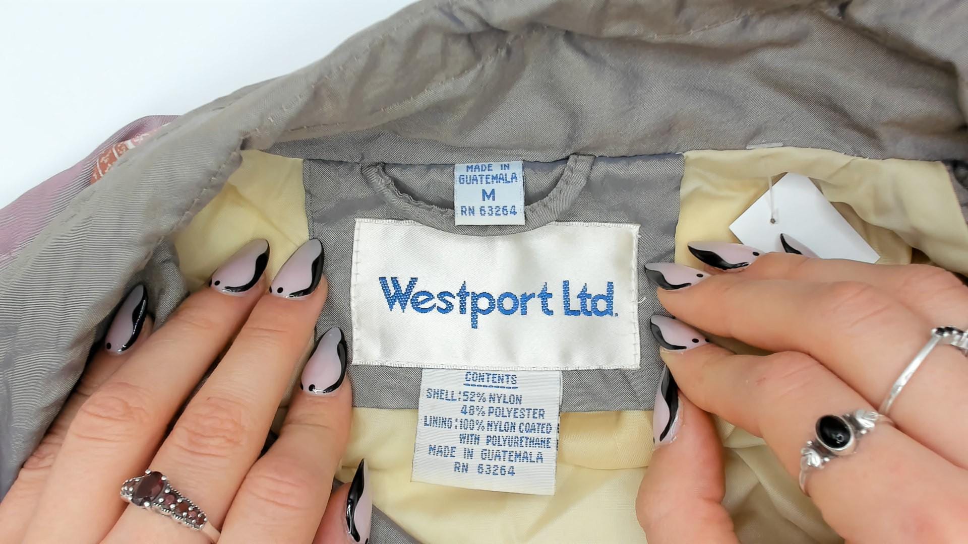 90s Westport Ltd. Colorblock Windbreaker Mauve Grey Cream Paisley Medium M