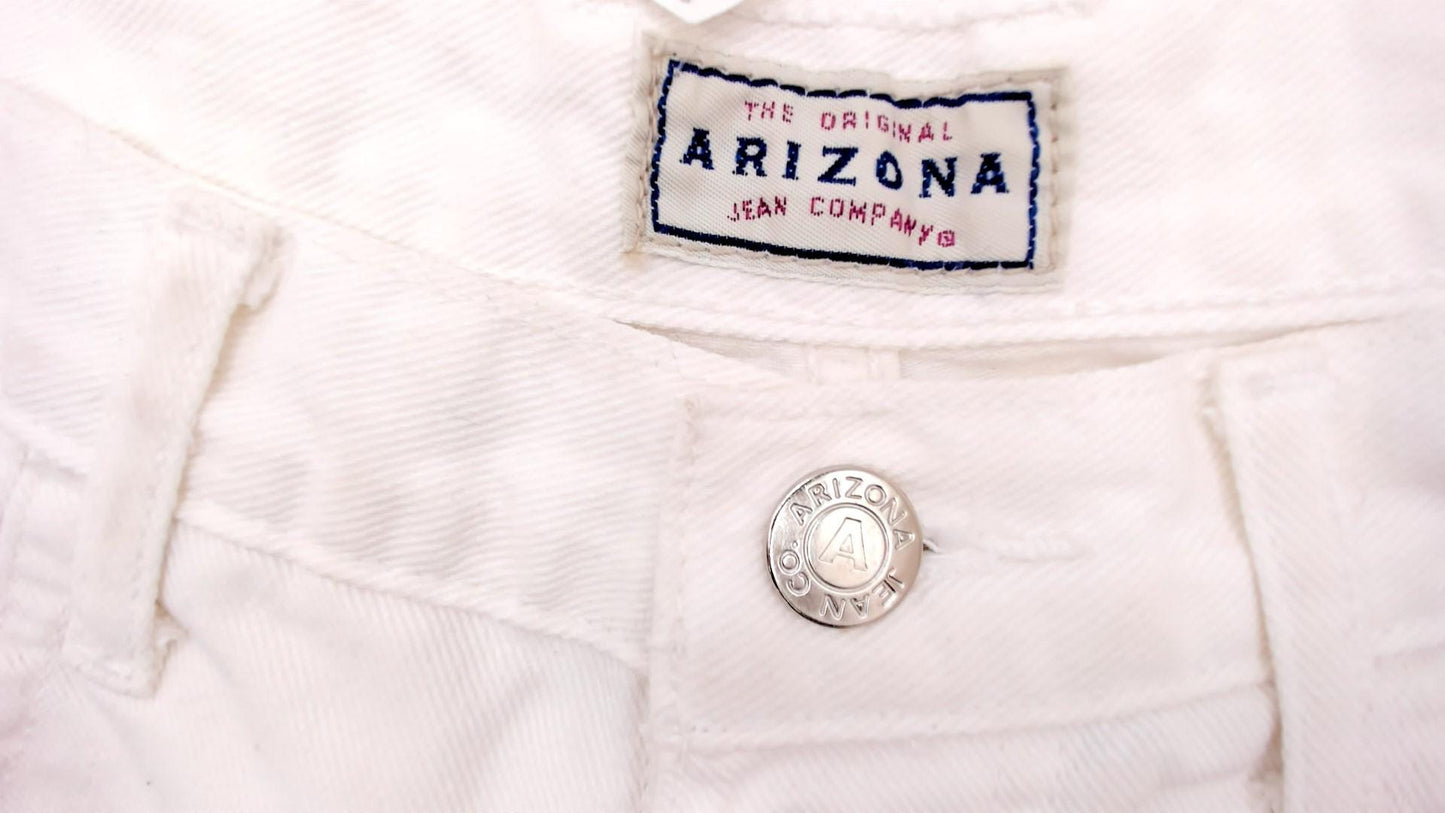 90s Arizona Jeans White Denim Shorts High Waist Cuffed Cotton Small S