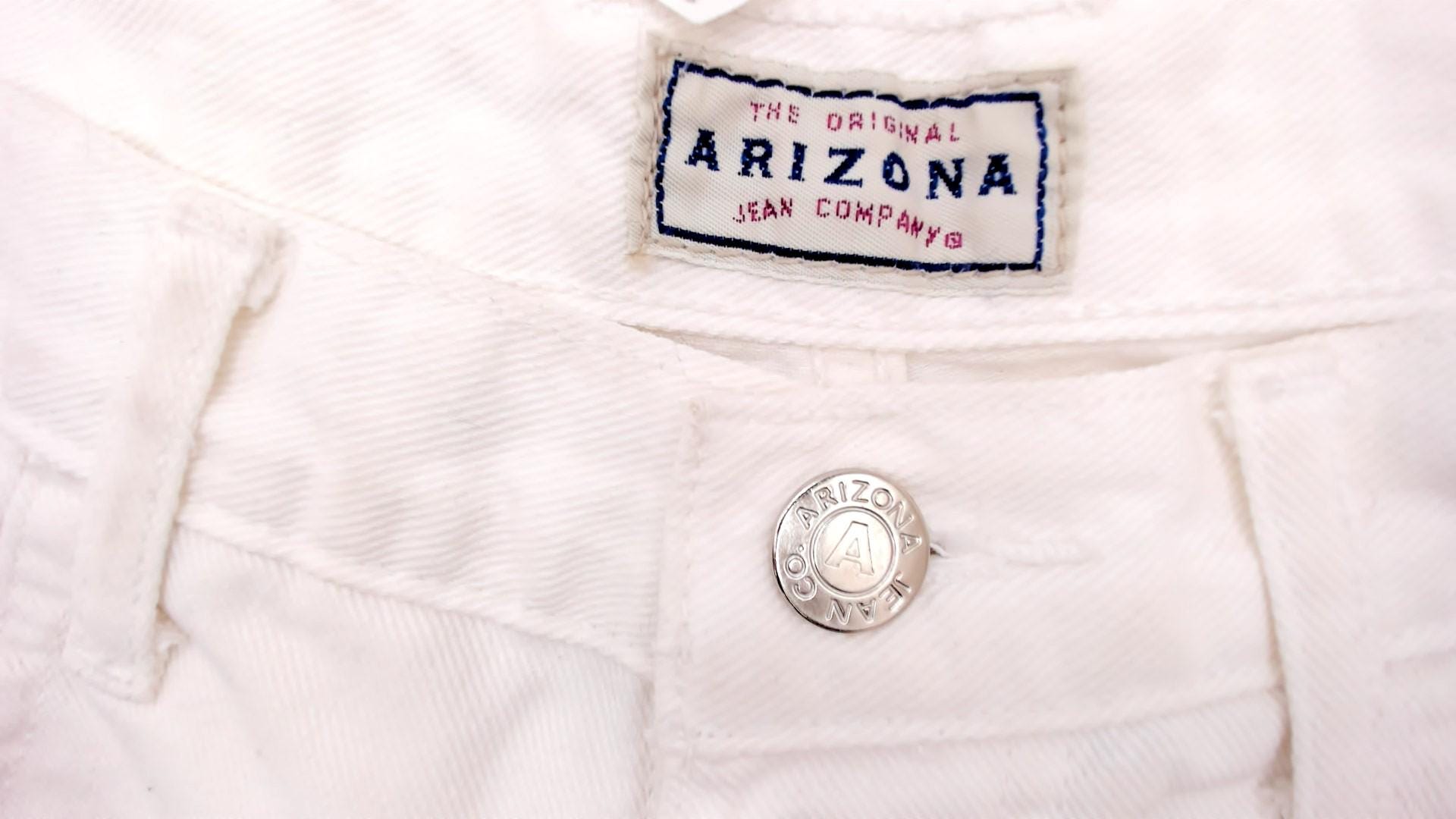 90s Arizona Jeans White Denim Shorts High Waist Cuffed Cotton Small S