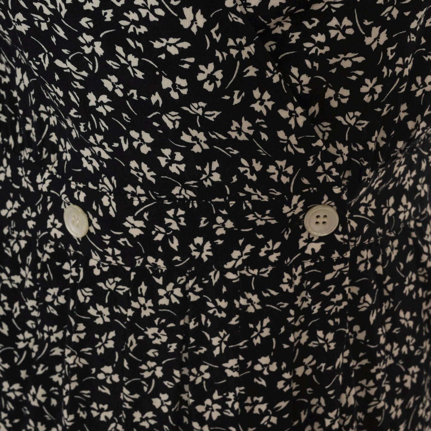 90s Liz Claiborne Black White Floral Midi Dress Double Breasted Large L