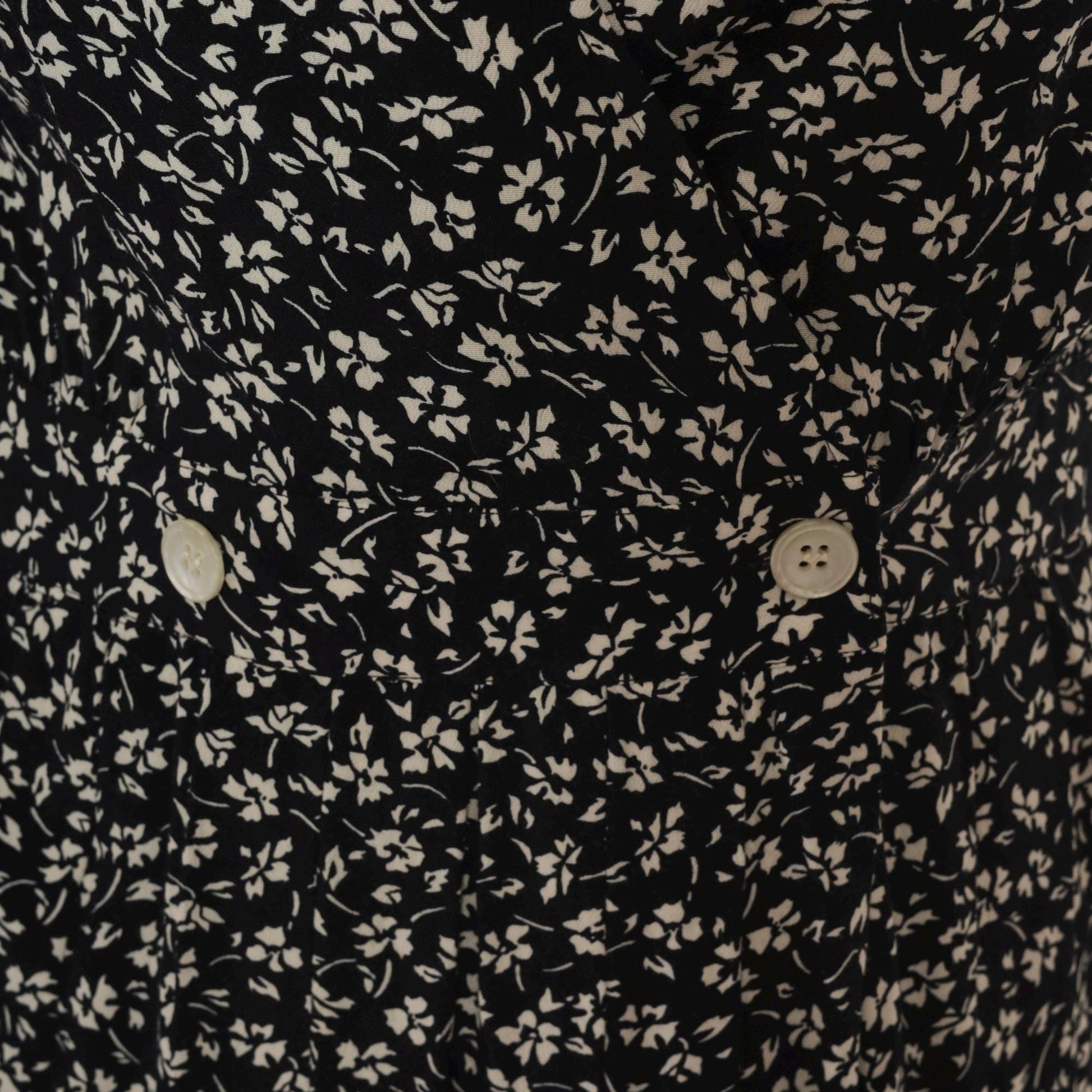 90s Liz Claiborne Black White Floral Midi Dress Double Breasted Large L