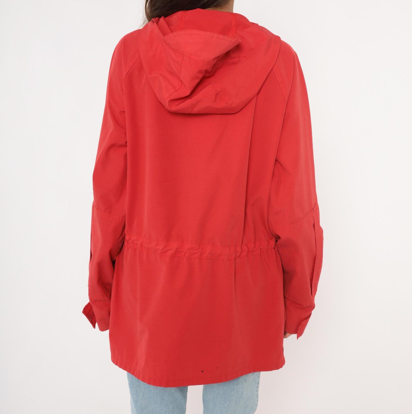 80s Red Anorak Pullover Half-Zip Windbreaker Kangaroo Pocket Jacket Extra Large