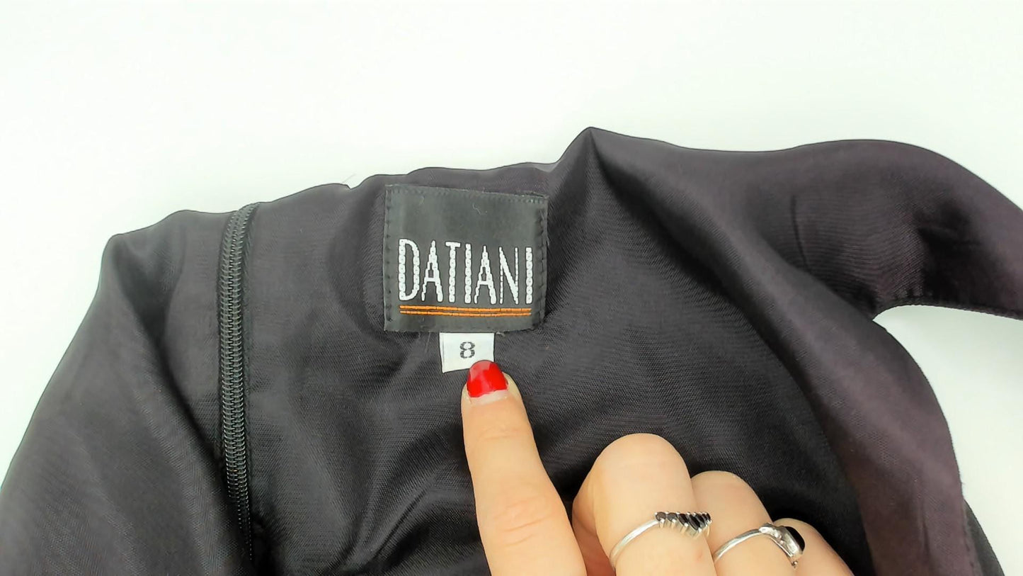 90s Datiani Black Mini Dress Gold Striped Waistband Sleeveless Medium M