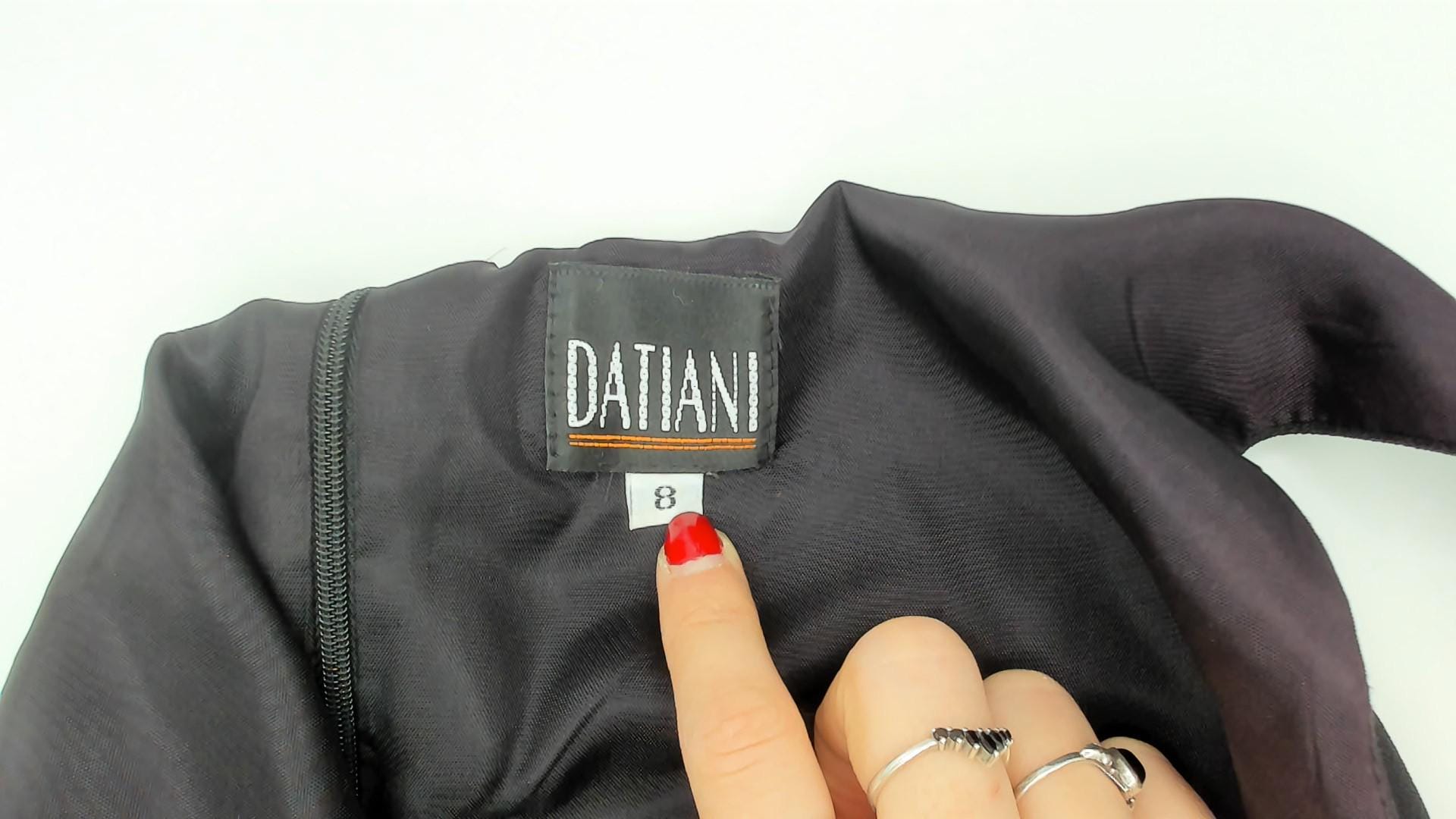 90s Datiani Black Mini Dress Gold Striped Waistband Sleeveless Medium M