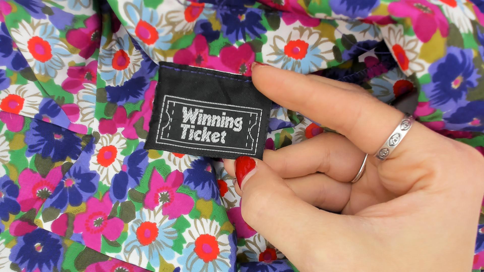 80s Winning Ticket Floral Shirtdress Purple Garden Print Puff Sleeve Small