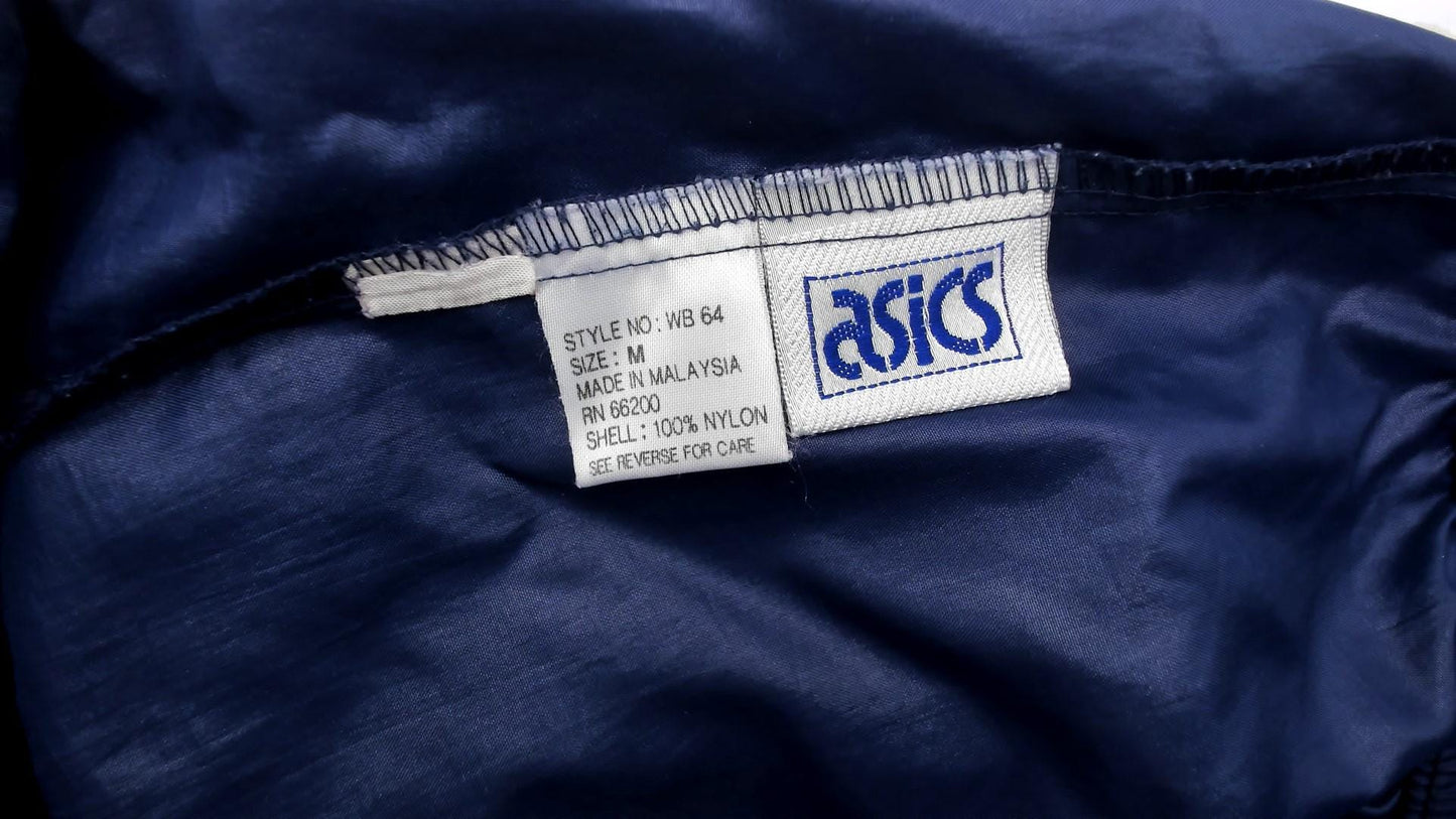 90s Asics Navy Windbreaker Track Pants Straight Leg Medium M