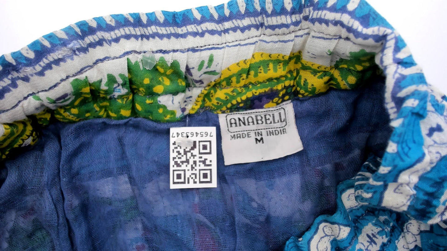 90s Anabell Tiered Maxi Skirt Cobalt Blue Paisley Floral Gauze Extra Large XXL