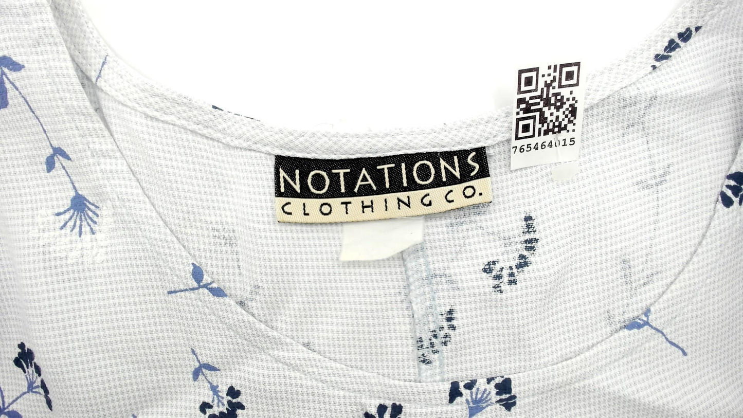 90s Notations Floral Maxi Dress White Navy Wildflower Sleeveless Medium
