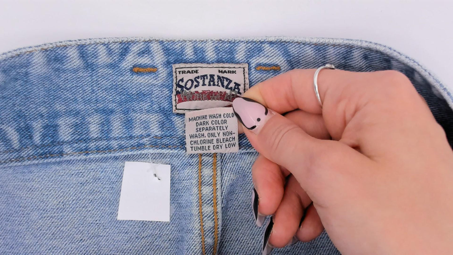 90s Sostanza Workwear Mom Jeans Light Wash High Rise Tapered Extra Small XS