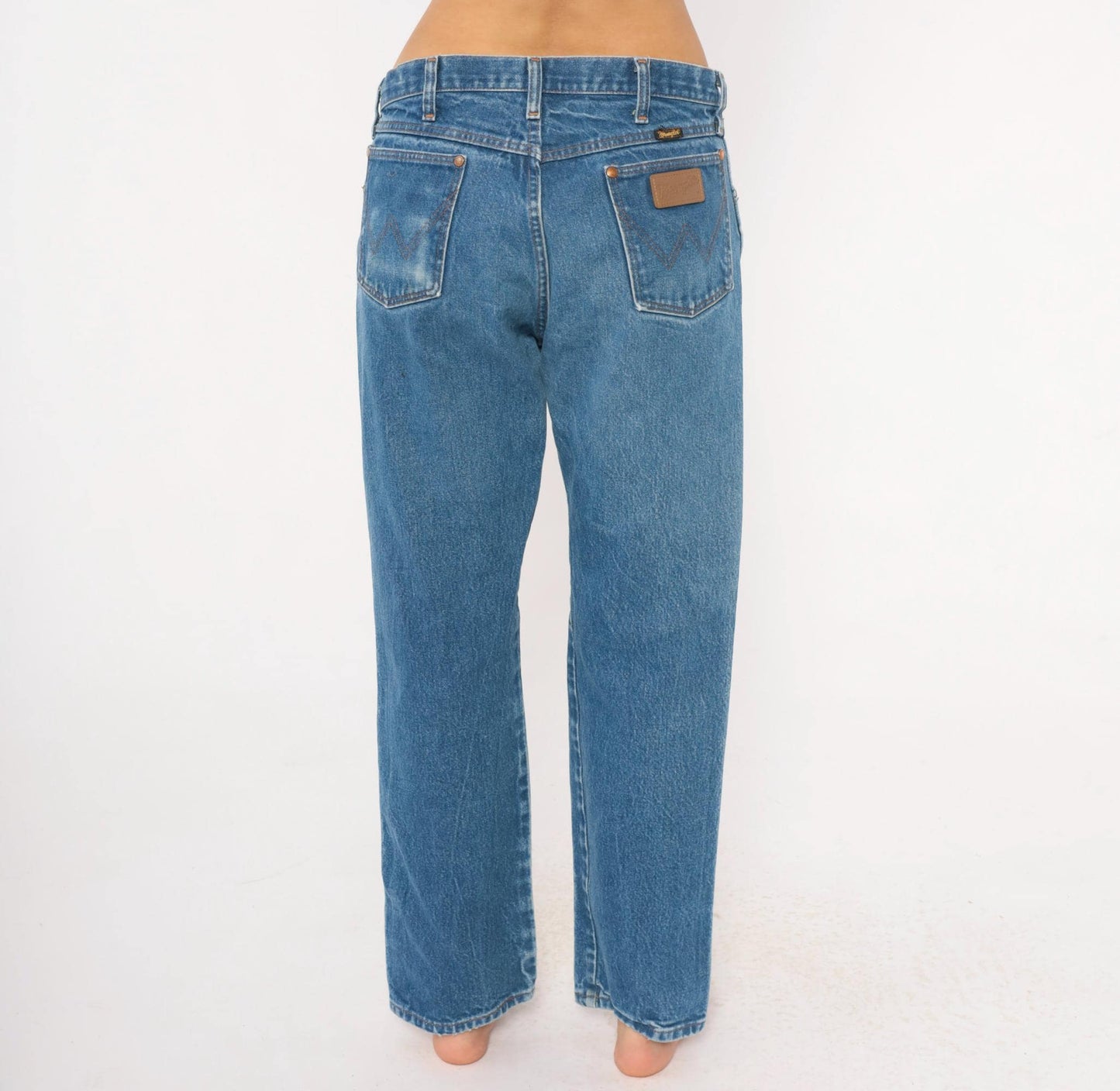 90s Wrangler Jeans Medium Wash Straight Leg Cotton Western Blue Medium M