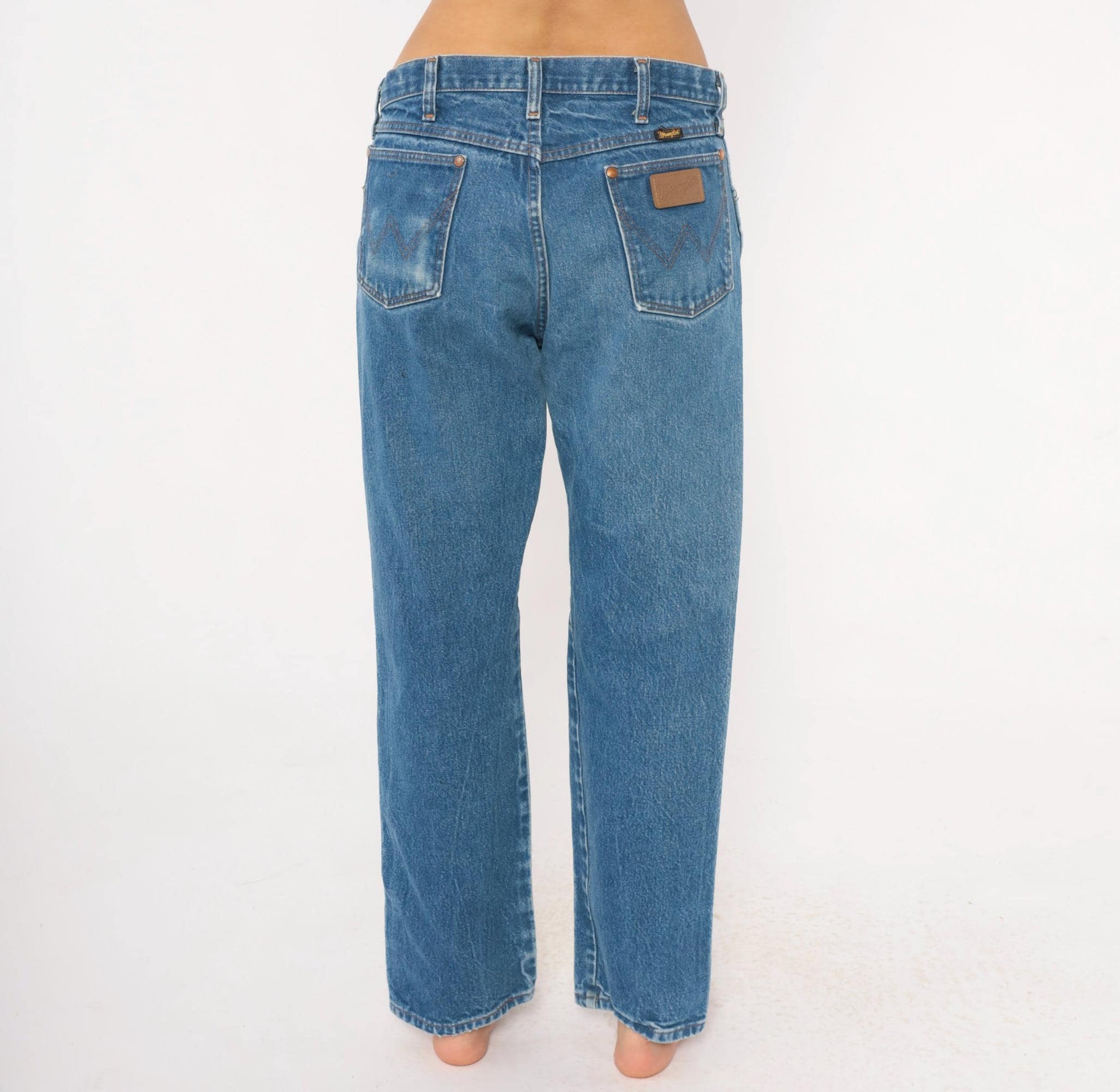 90s Wrangler Jeans Medium Wash Straight Leg Cotton Western Blue Medium M