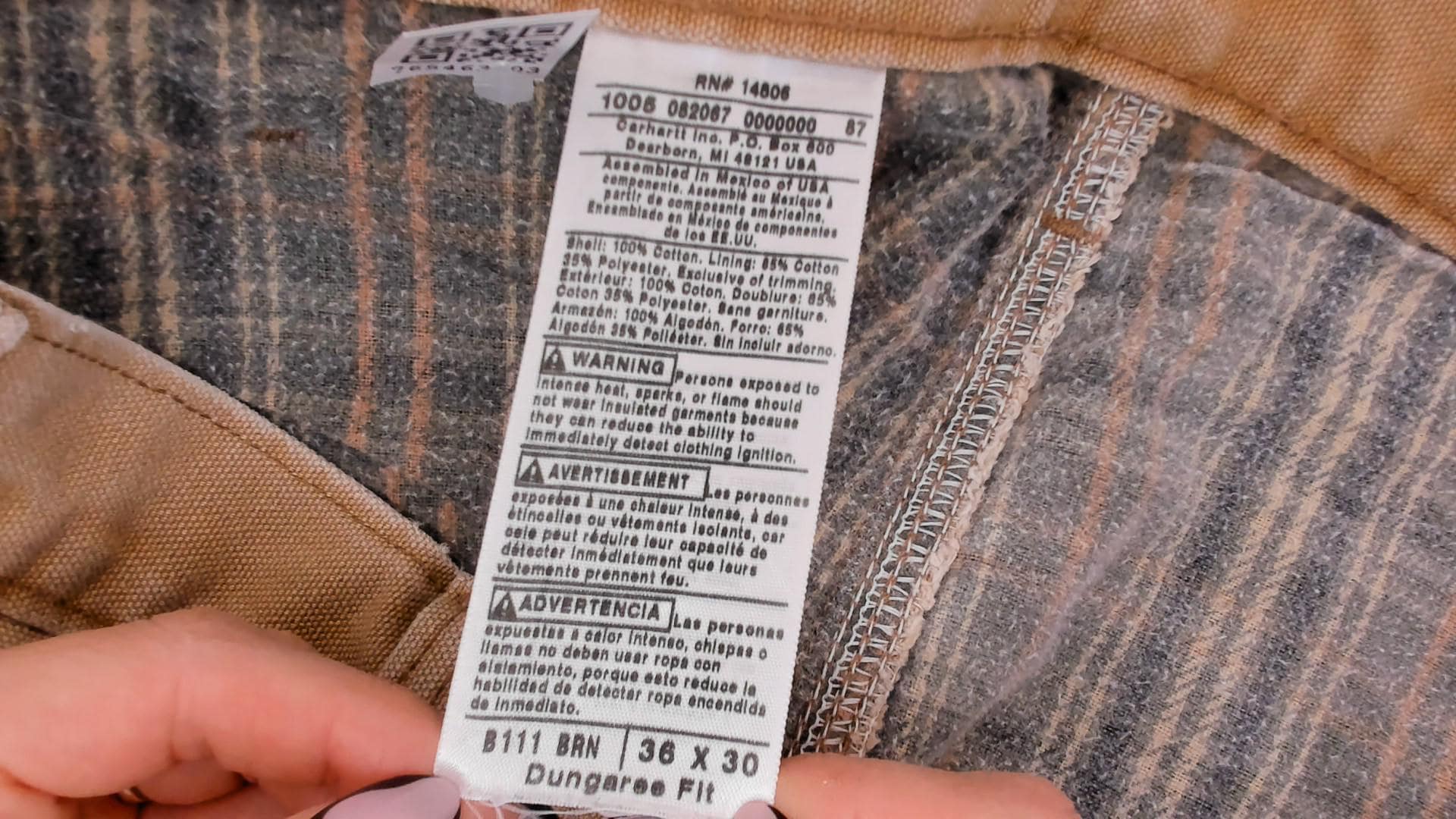 Carhartt Carpenter Pants Flannel Lined Canvas Straight Leg Tan Distressed Extra Large XL