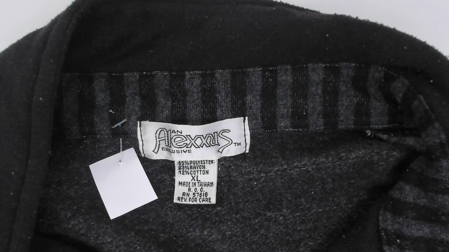 90s Alexxus Half-Zip Pullover Black Grey Patchwork Colorblock Sweatshirt Extra Large