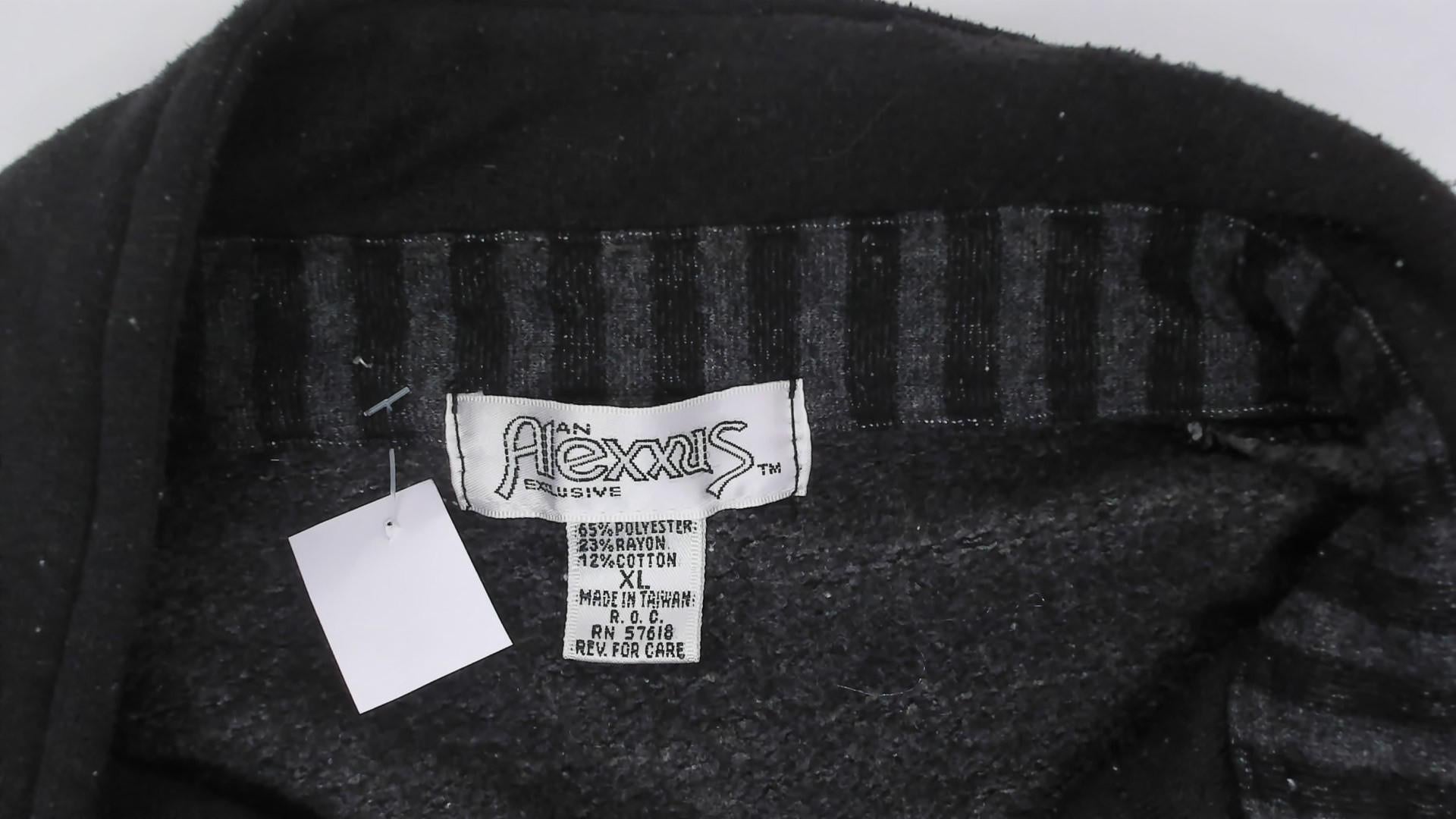 90s Alexxus Half-Zip Pullover Black Grey Patchwork Colorblock Sweatshirt Extra Large