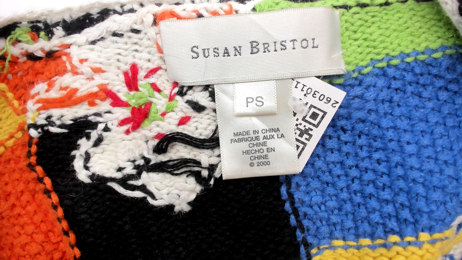 2000s Susan Bristol Patchwork Cardigan Colorblock Floral Applique Small S