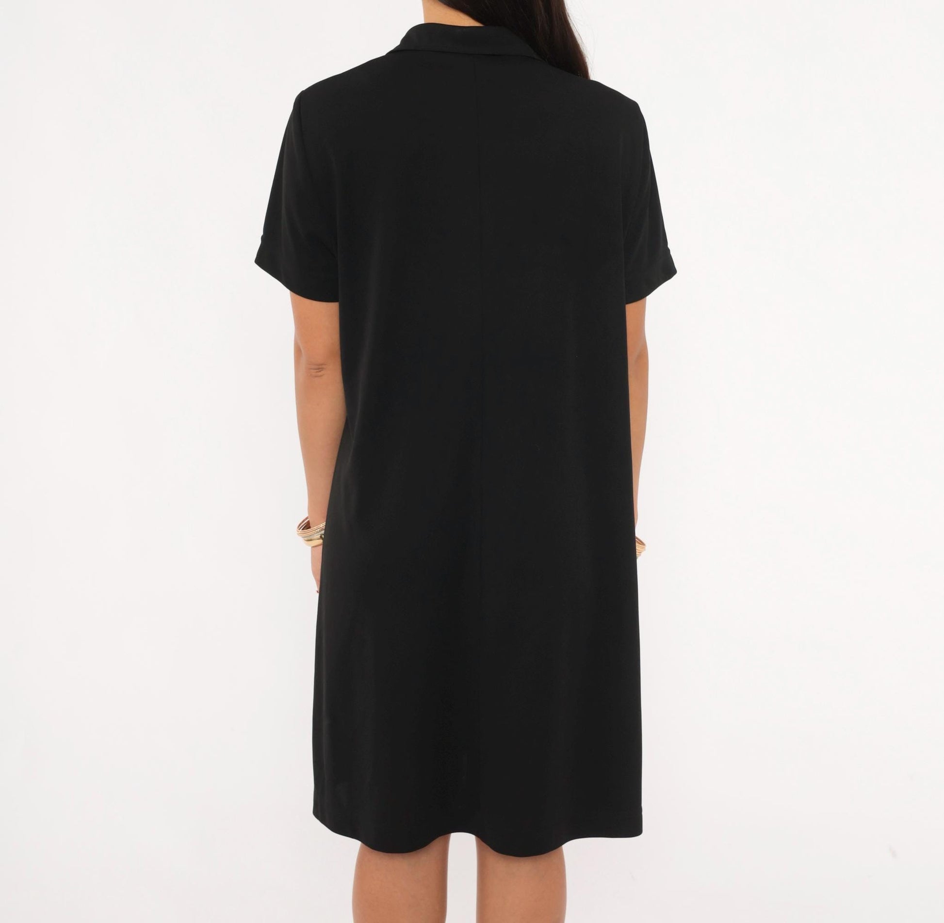 90s Jessica Howard Black Shirt Dress Button Front Collar Knee-Length Medium M