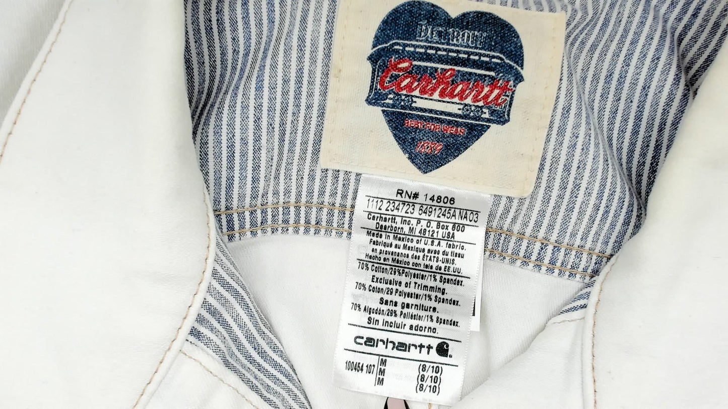 2000s Carhartt Denim Jacket White Contrast Stitch Trucker Medium M