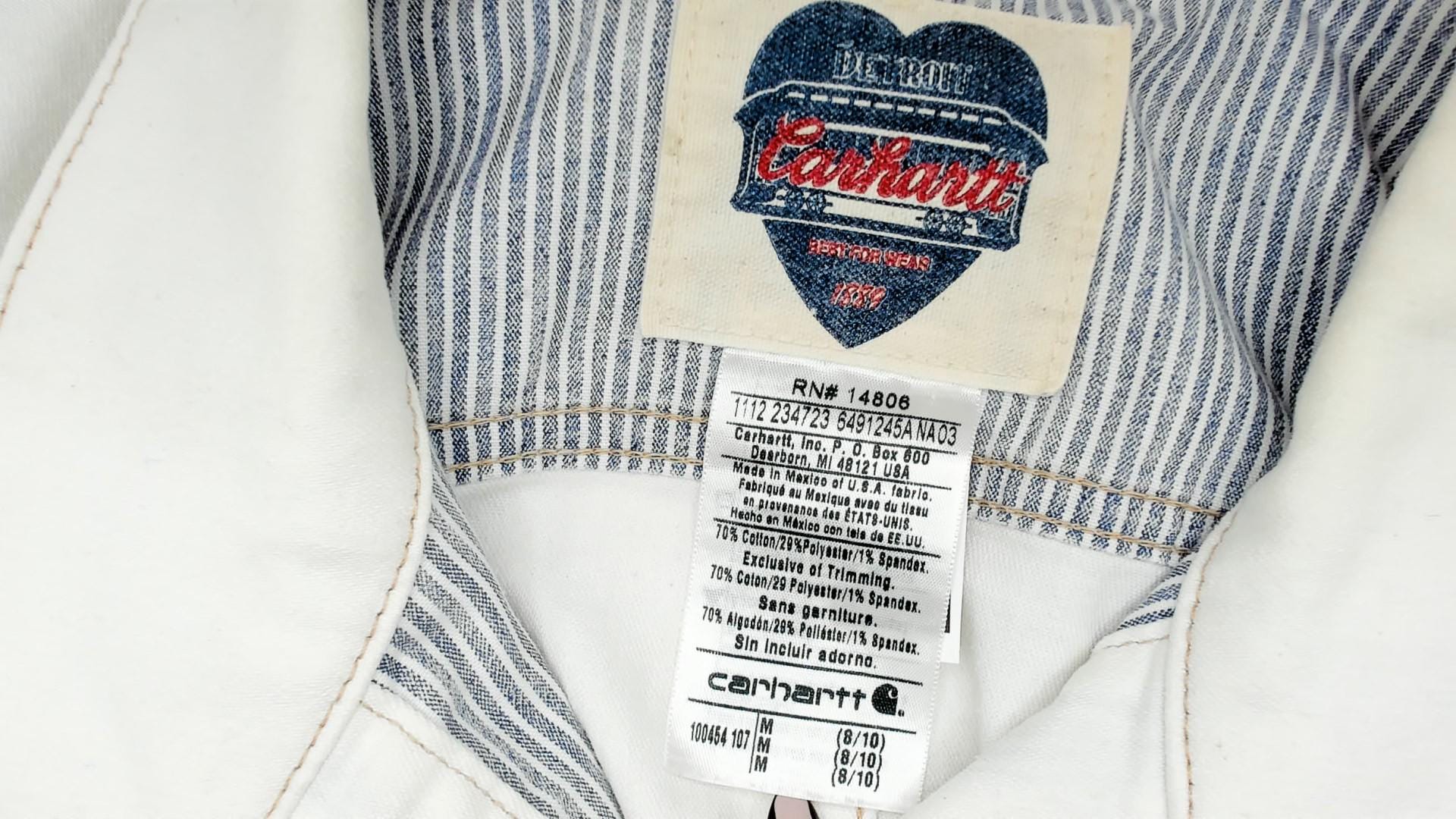 2000s Carhartt Denim Jacket White Contrast Stitch Trucker Medium M