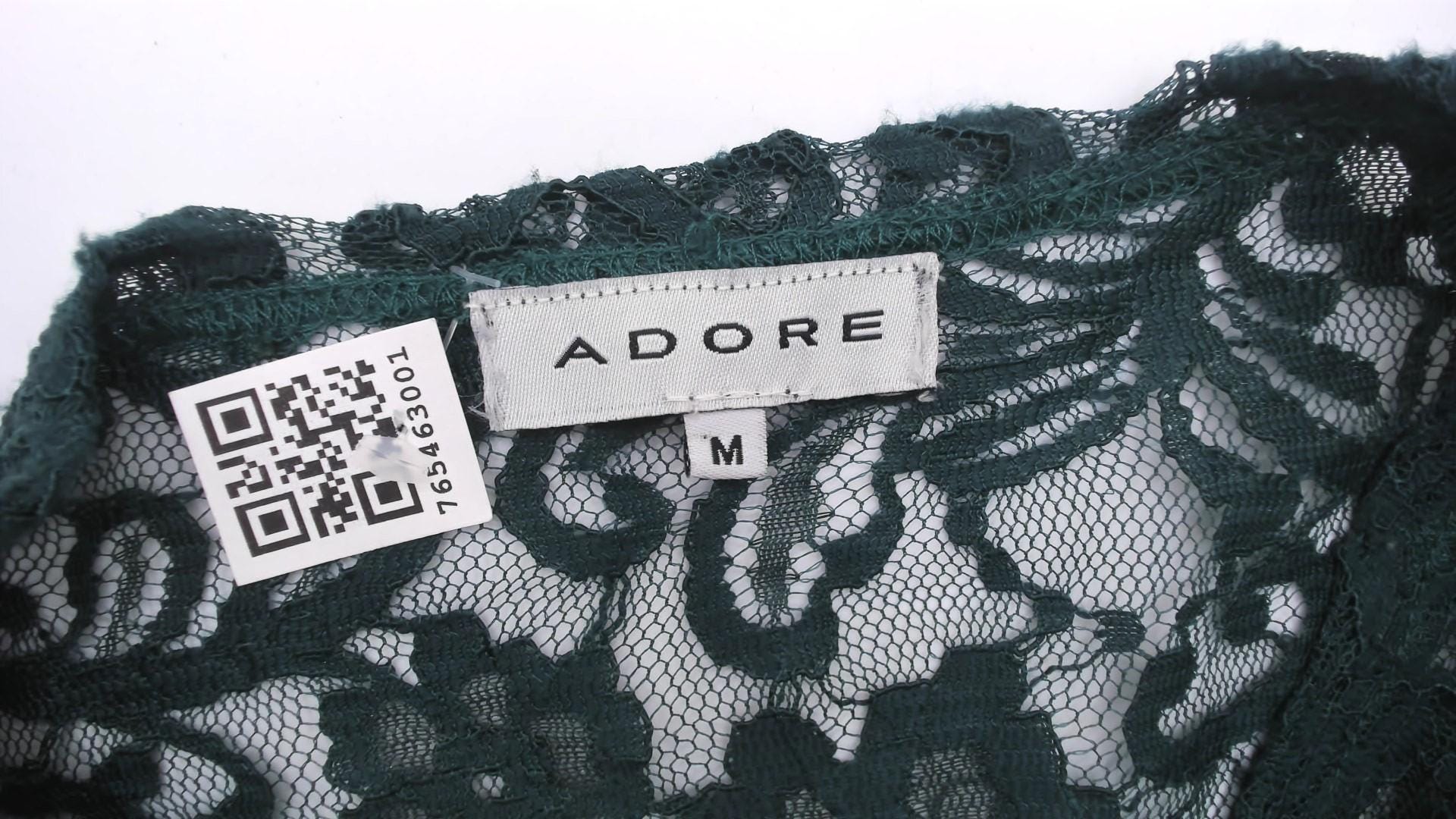90s Adore Forest Green Lace Mini Dress V Neck Long Sleeve A Line Medium M
