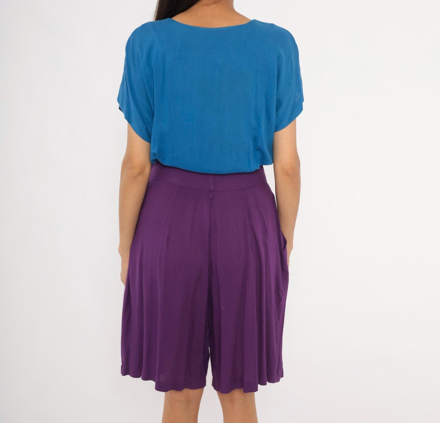90s Rabbit Jr Color Block Romper Cobalt Blue Plum Purple Medium M