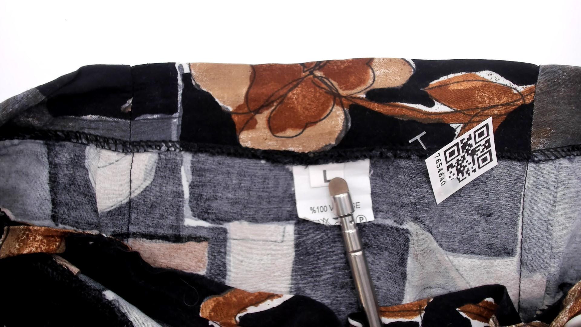 90s Abstract Botanical Wrap Skirt Black Patchwork Midi Small S