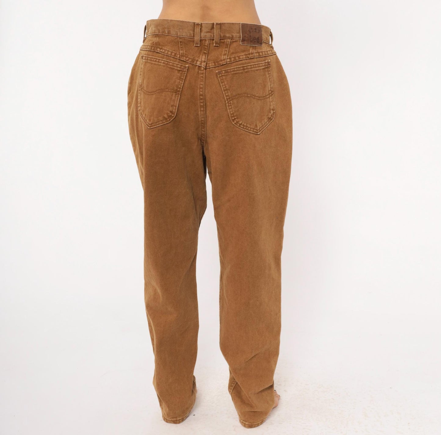 90s Lee Brown Tapered High-Waisted Jeans Denim Tan Cotton Medium M
