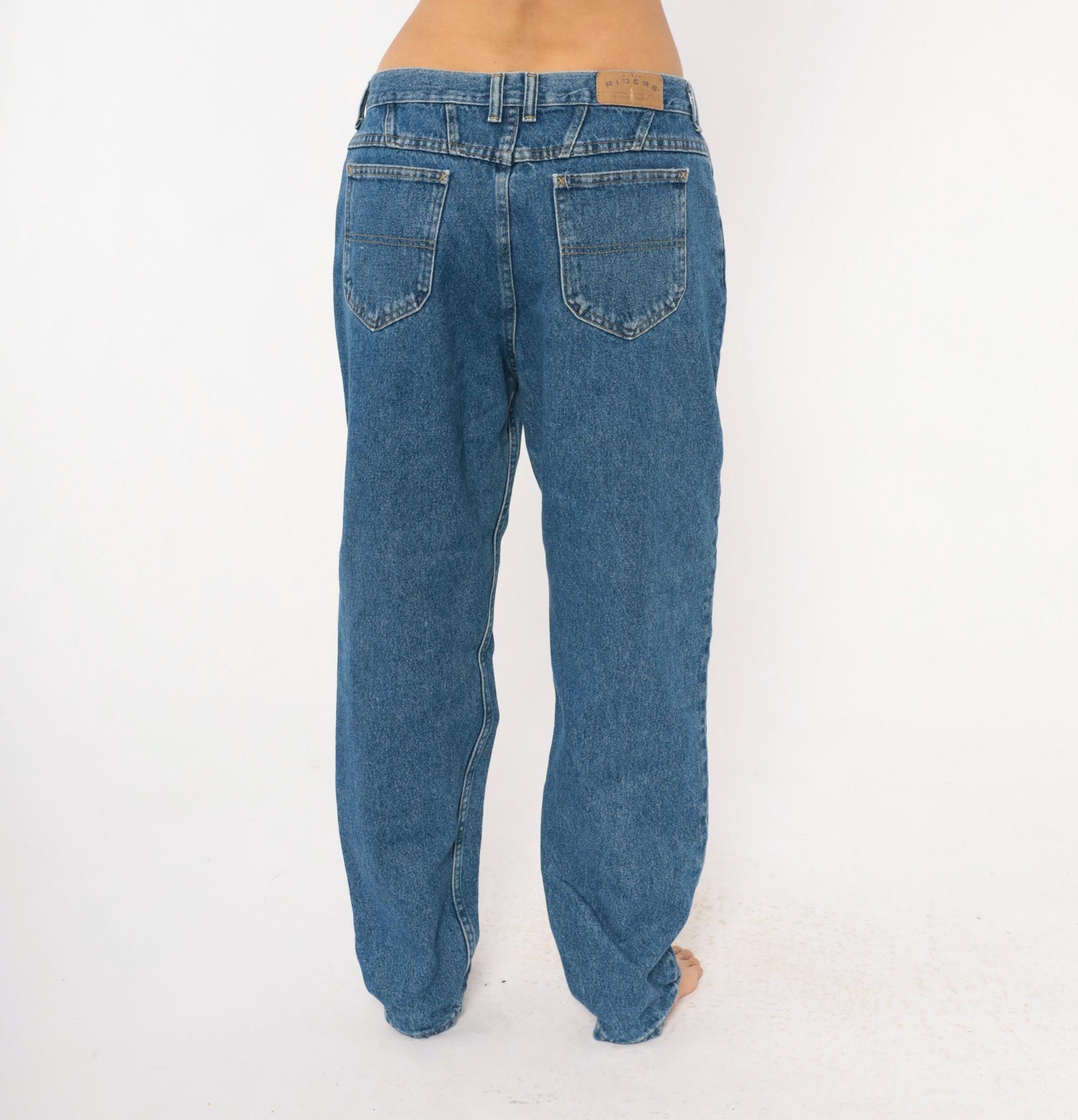 90s Riders Mom Jeans High Waisted Stonewash Blue Denim Straight Leg Medium M