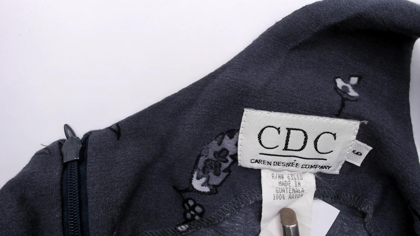 90s CDC Grey Floral Maxi Dress Tie Back Tank Small S